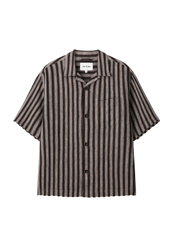 Art if acts - Linen Stripe Camp Half Shirt (Wood) product image 7 | TRAB K-Fashion Australia