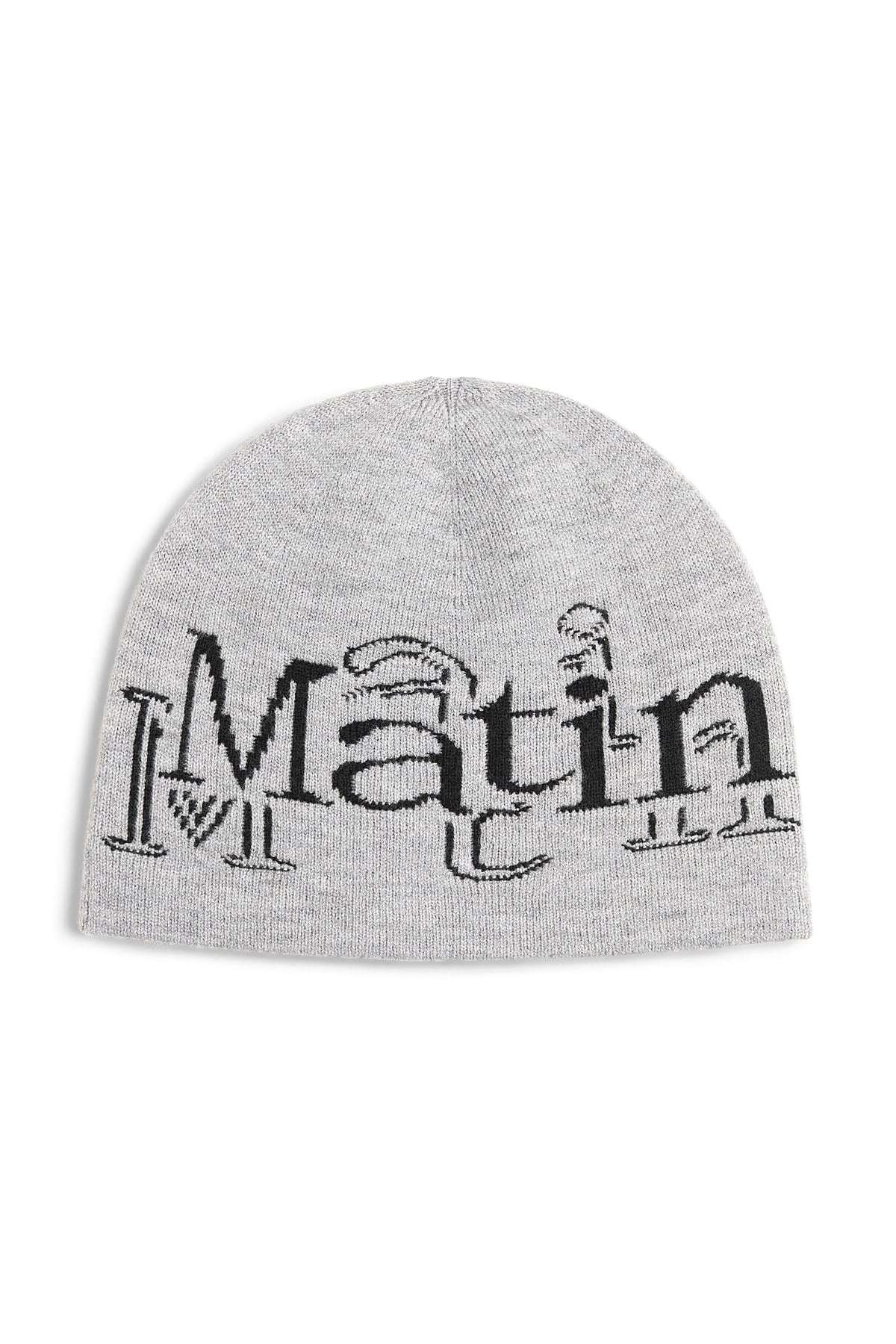 Matin Kim - Stroke Logo Jacquard Beanie (Grey) product image 1 | TRAB K-Fashion Australia