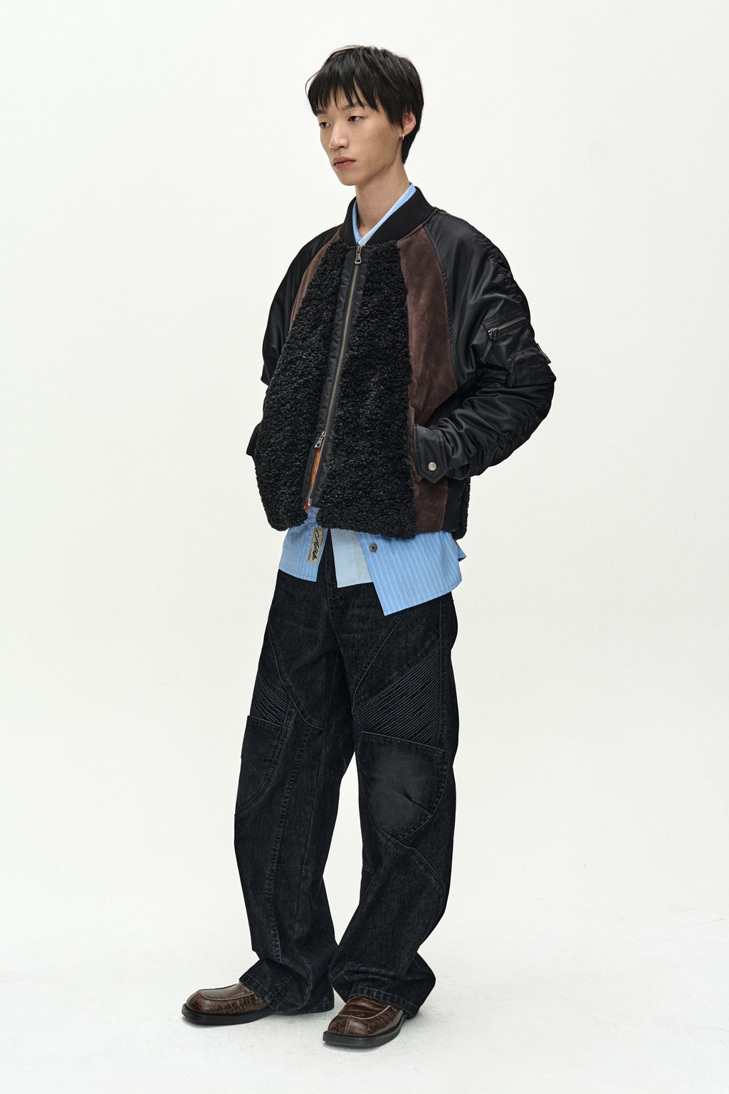 Andersson Bell - Fur Nylon Raglan Bomber Jacket (black) (Black) product image 3 | TRAB K-Fashion Australia