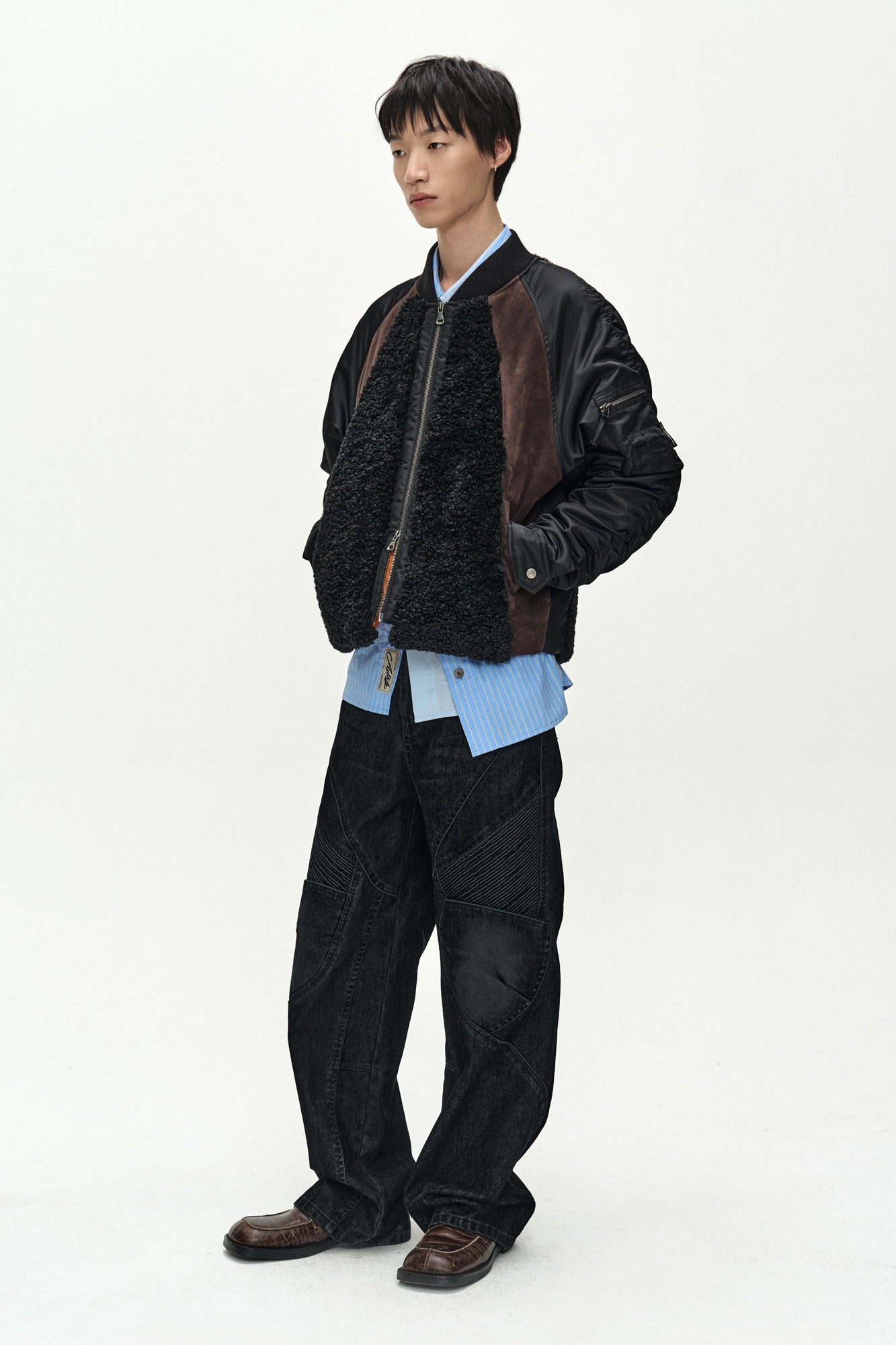Andersson Bell - Fur Nylon Raglan Bomber Jacket (black) (Black) product image 3 | TRAB K-Fashion Australia