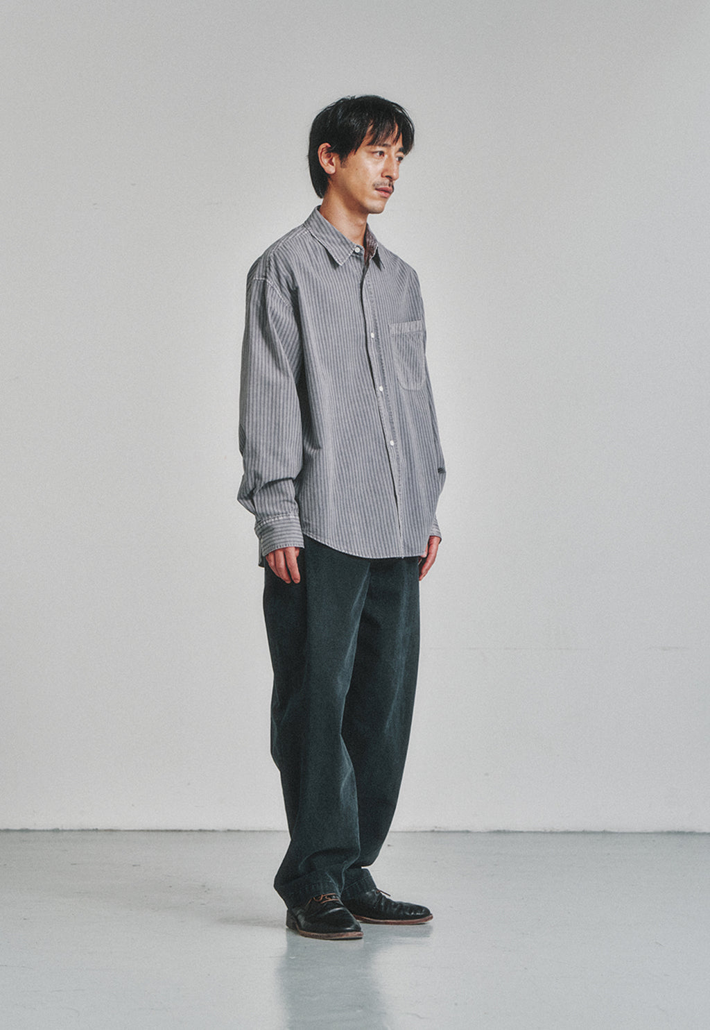 Art if acts - Pigment Dyed Stripe Shirt (Vintage Charcoal) product image 3 | TRAB K-Fashion Australia