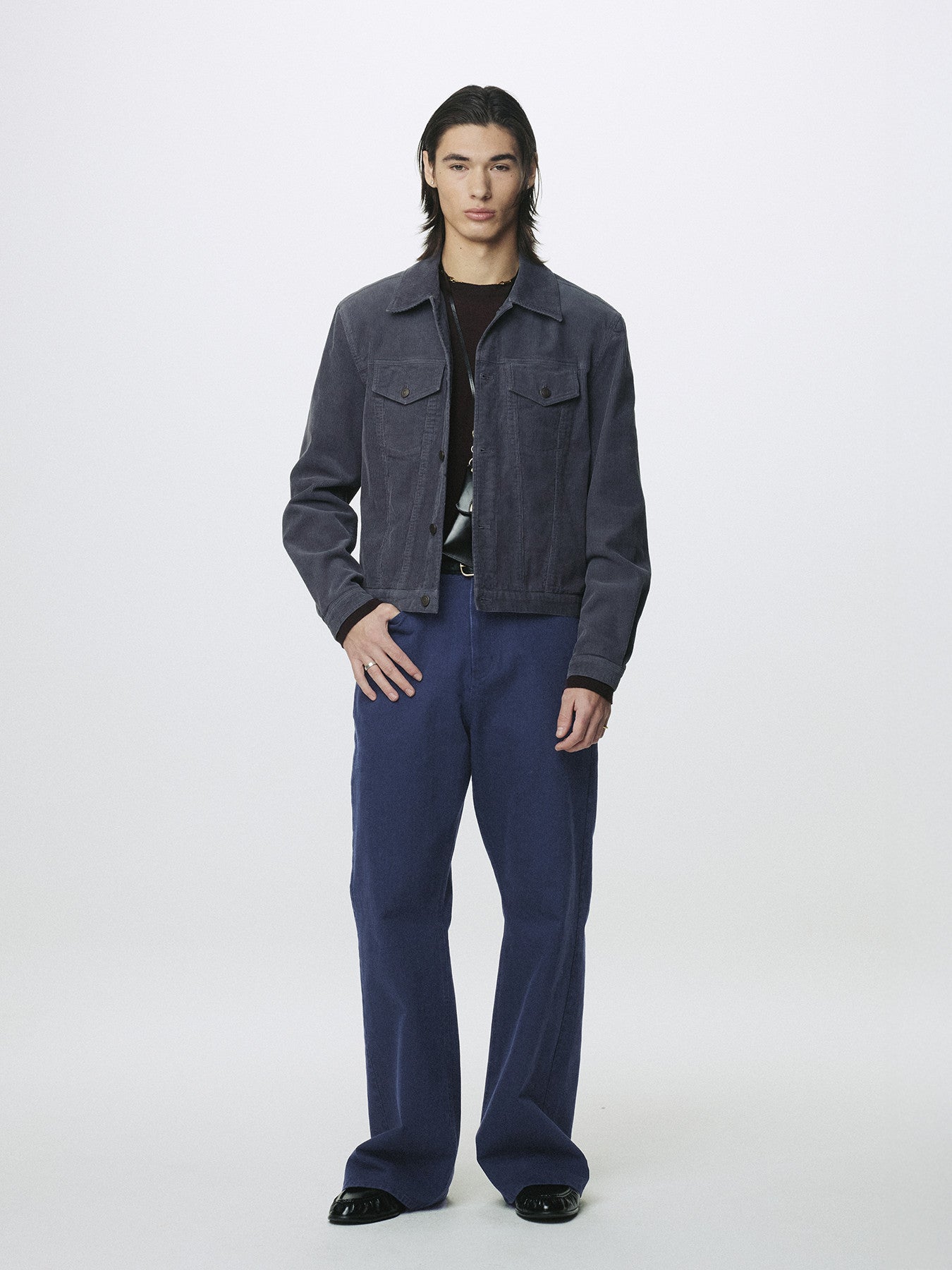 Tonywack - Washed Cotton Twill Loose Flared Jeans (Purple Blue) product image 4 | TRAB K-Fashion Australia
