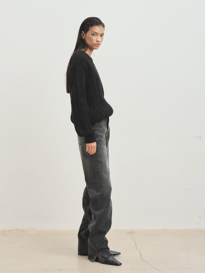 Tonywack - Kid Mohair Distressed Ribbed Sweater (Black) product image 7 | TRAB K-Fashion Australia