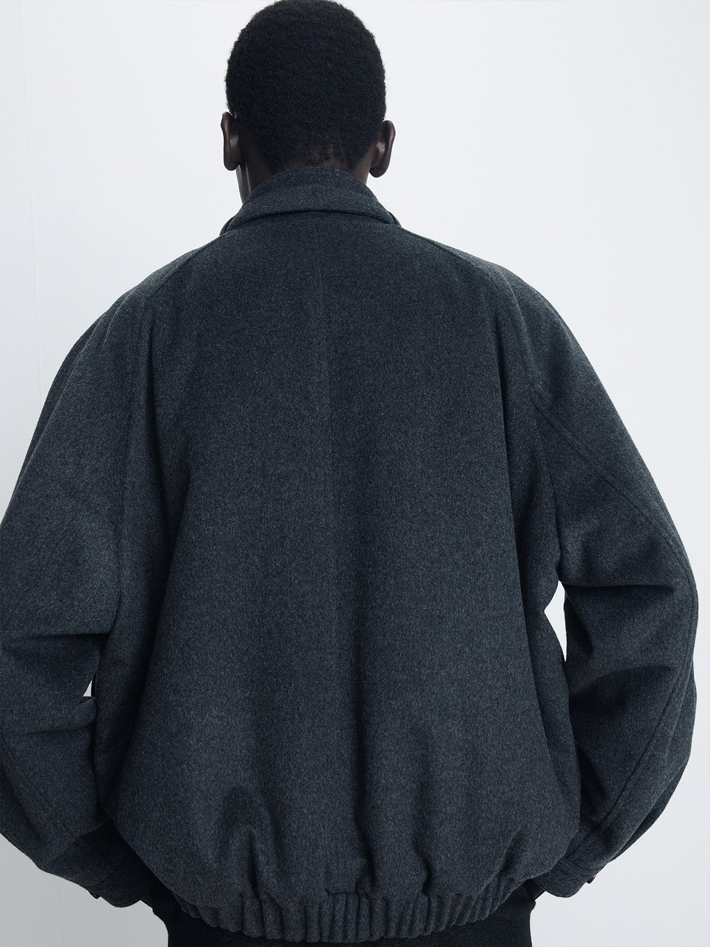 Tonywack - Wool Flannel Belted Stand Collar Bomber (Charcoal Anthracite) product image 7 | TRAB K-Fashion Australia