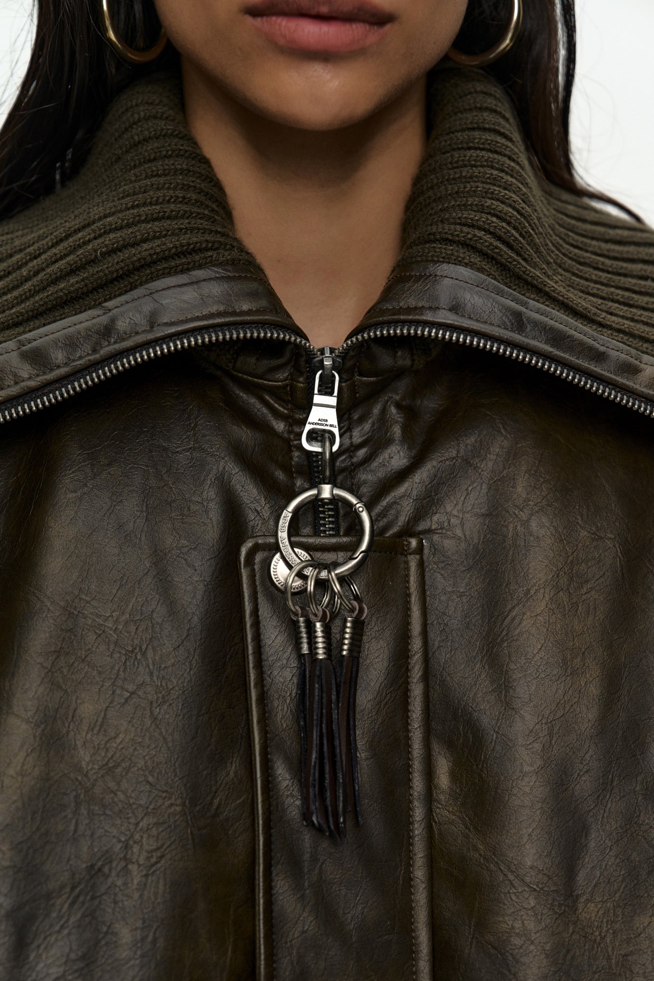 Andersson Bell - Knit-Collar Ma-1 Bomber Jacket (Khaki) product image 5 | TRAB K-Fashion Australia