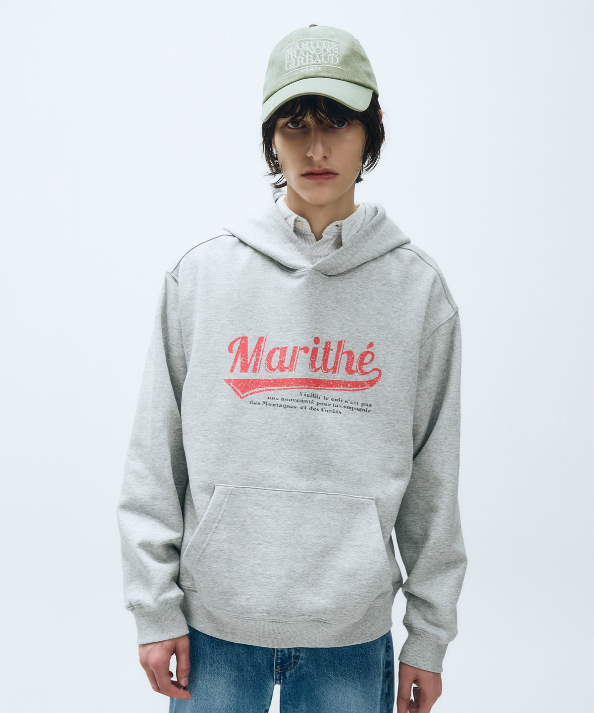 Marithe & Francois Girbaud - Vintage Baseball Hoodie (Heather Gray) product image 1 | TRAB K-Fashion Australia