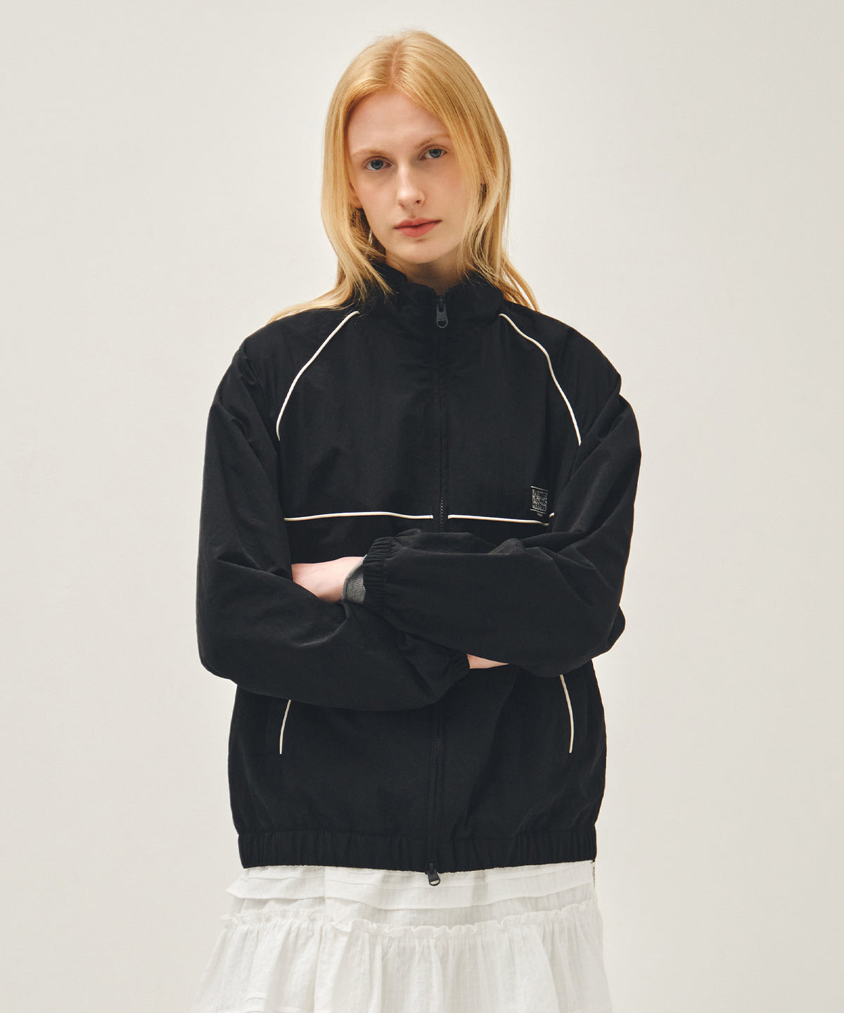 Marithe & Francois Girbaud - Classic Logo High Neck Wind Jacket (Black) product image 1 | TRAB K-Fashion Australia