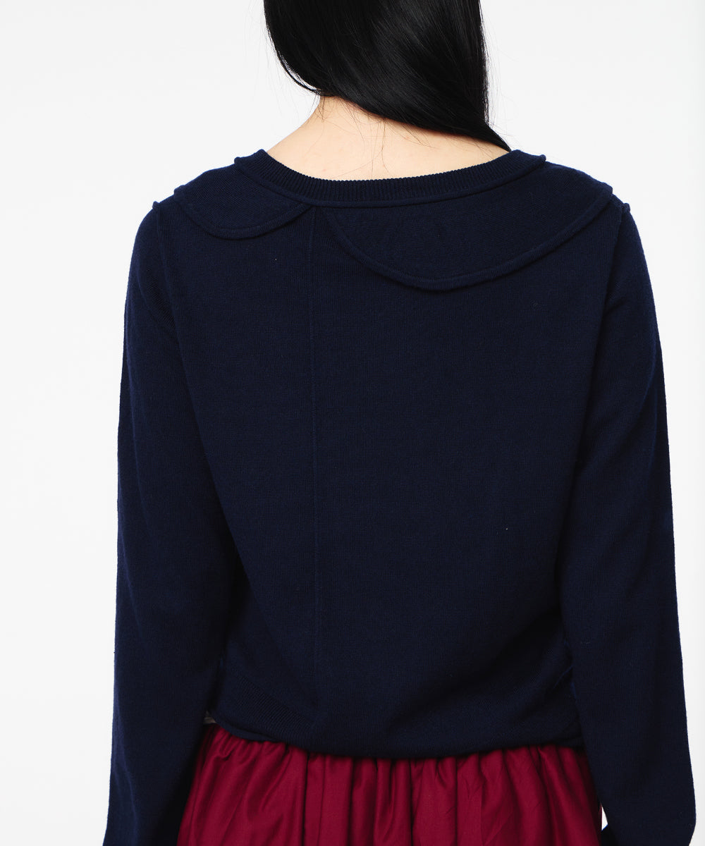 Coyseio - Round Collar Knit Cardigan (Navy) product image 6 | TRAB K-Fashion Australia