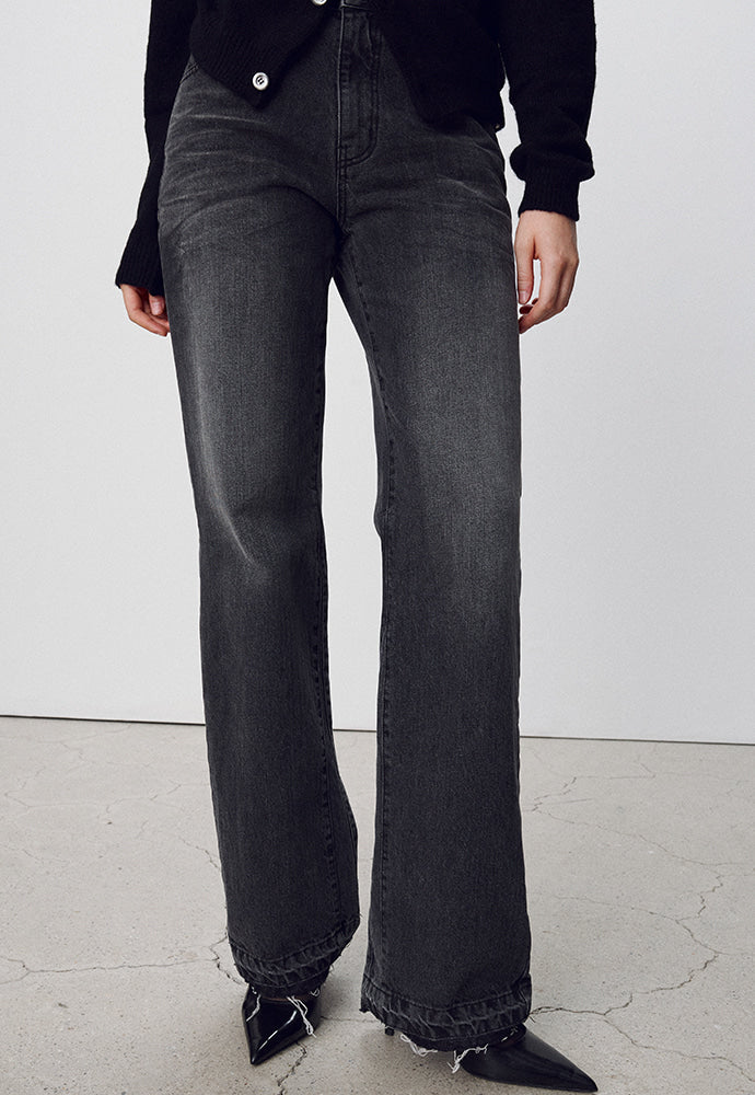Tonywack - Flared Reconstructed Denim Jeans (Washed Black) product image 4 | TRAB K-Fashion Australia