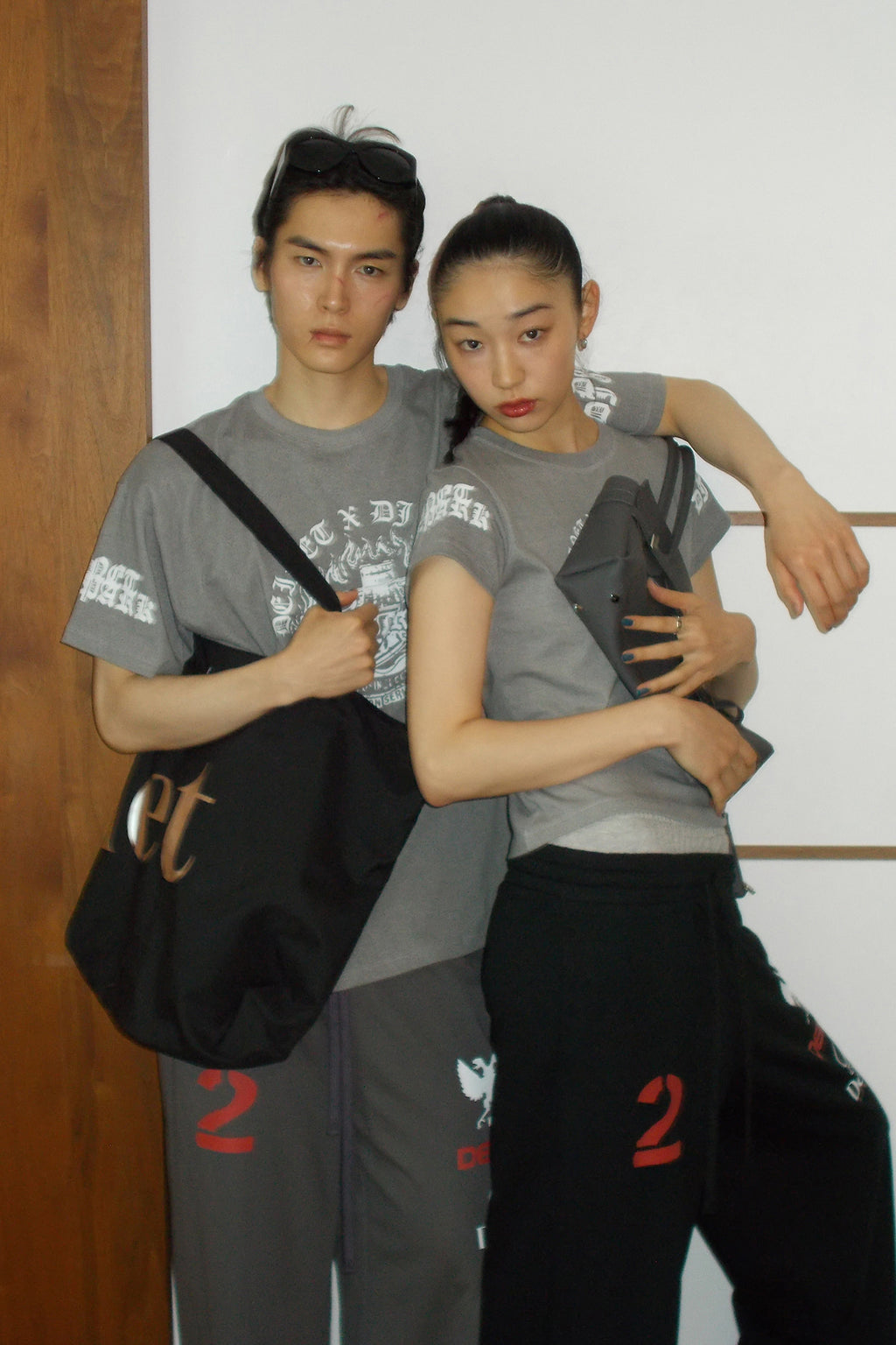 Deinet - Layered 2 Graphic Sweatpants (Charcoal) product image 3 | TRAB K-Fashion Australia