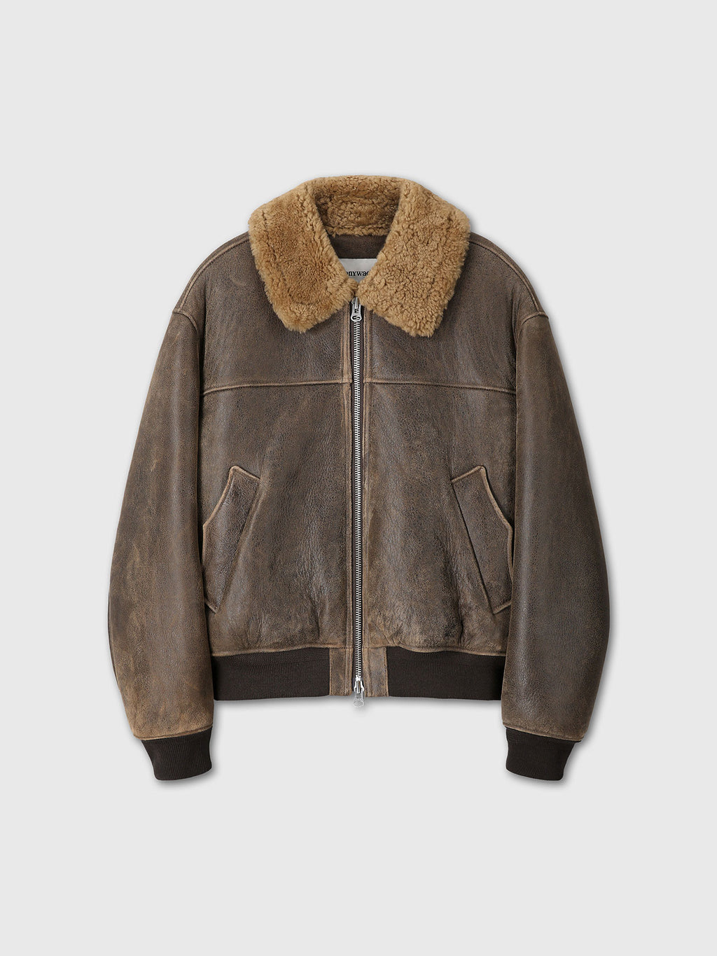 Tonywack - Lamb Shearling Leather Bomber Jacket (Faded Brown) product image 7 | TRAB K-Fashion Australia