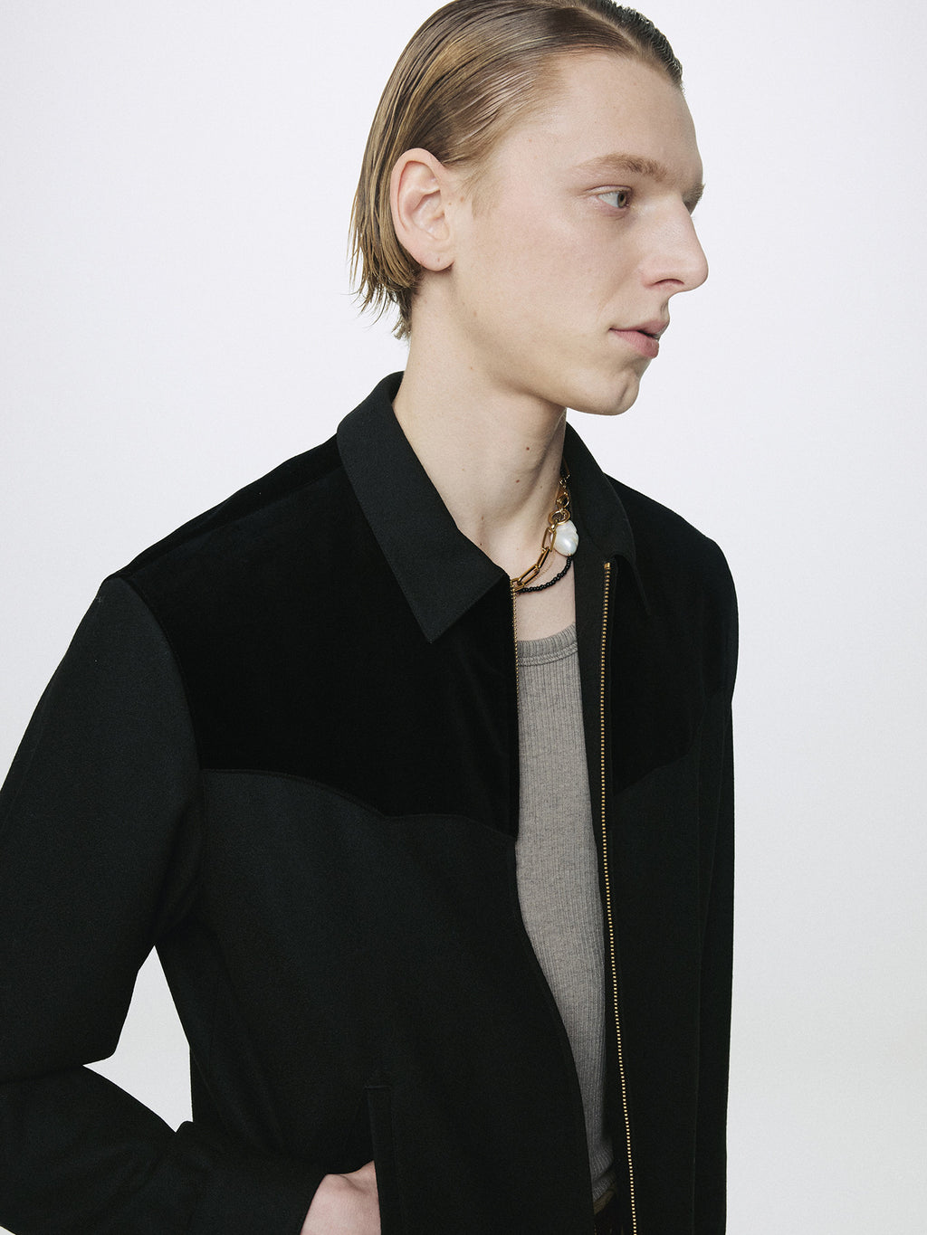 Tonywack - Wool Velvet Trimmed Blouson Jacket (Black) product image 9 | TRAB K-Fashion Australia