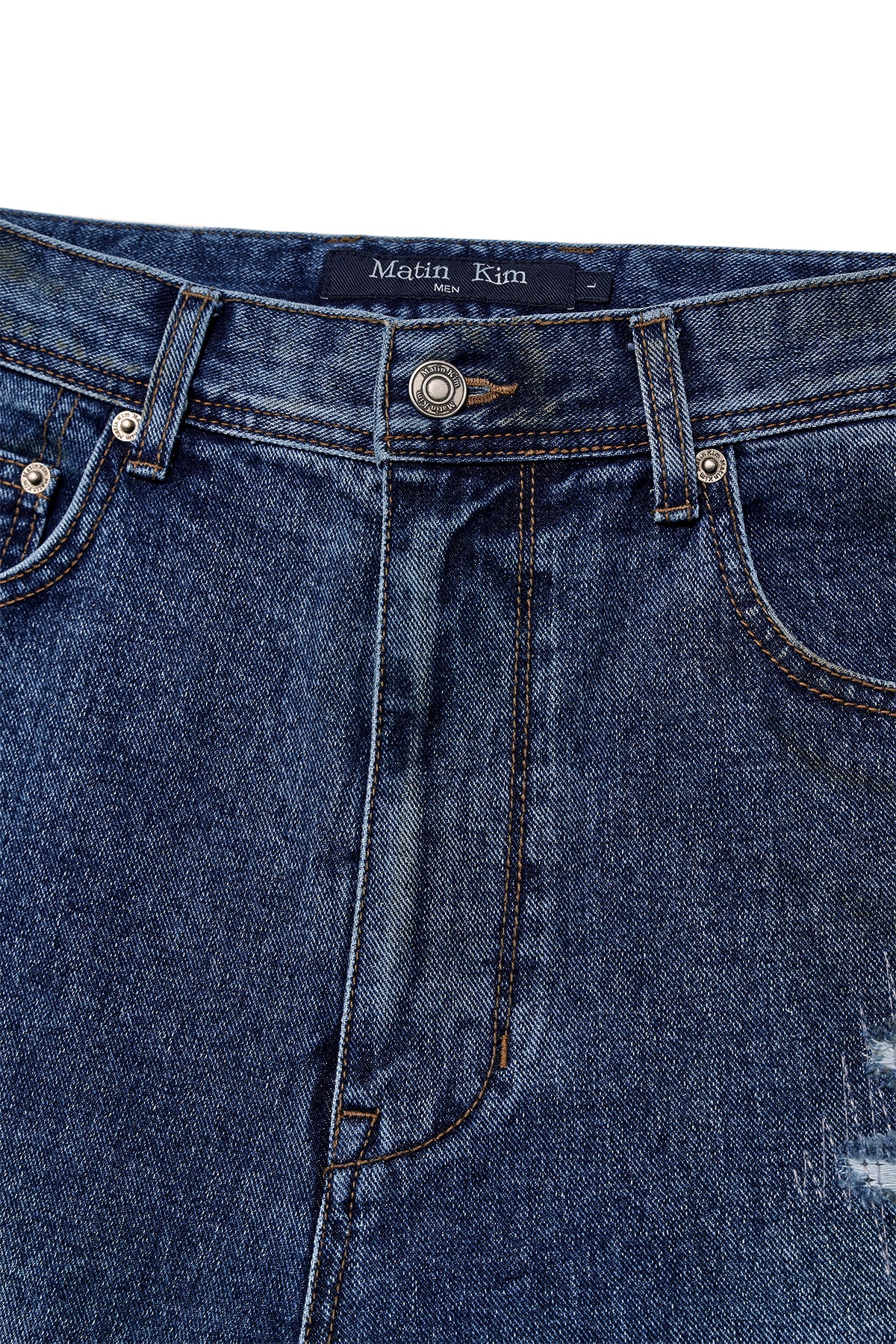 Matin Kim - Destroyed Vintage Wide Denim Pants (Blue) product image 3 | TRAB K-Fashion Australia