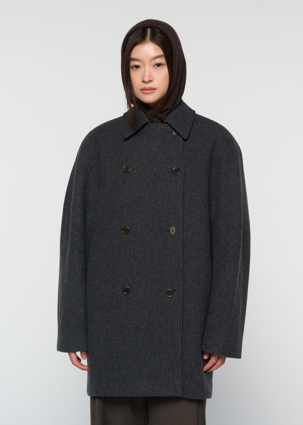 Amomento - rounded half coat (Charcoal) product image 6 | TRAB K-Fashion Australia