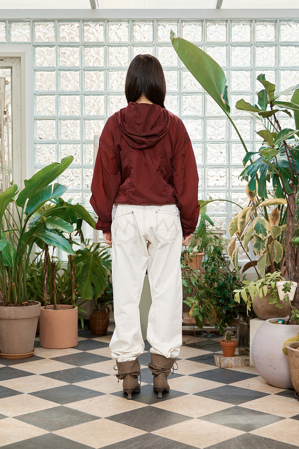 Matin Kim - Hoody Point Crop Light Windbreaker (Burgundy) product image 9 | TRAB K-Fashion Australia