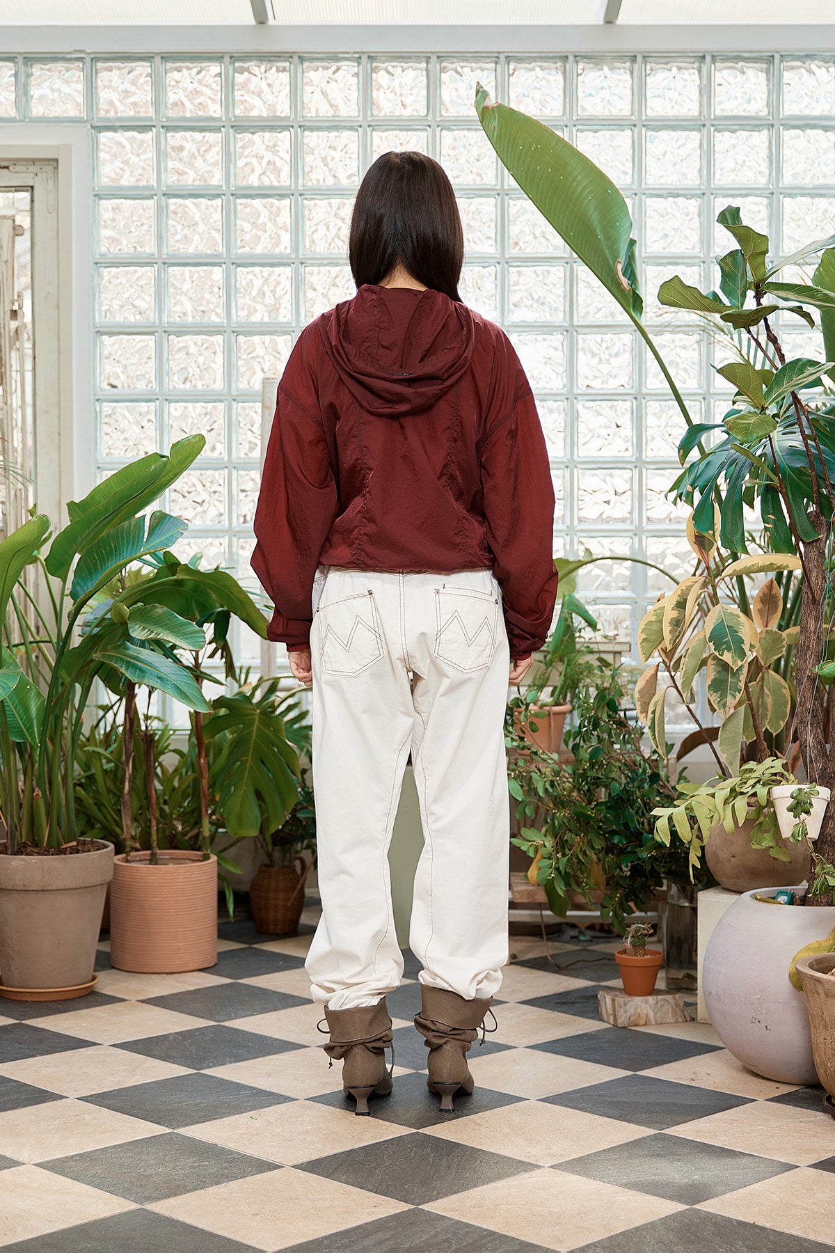 Matin Kim - Hoody Point Crop Light Windbreaker (Burgundy) product image 9 | TRAB K-Fashion Australia