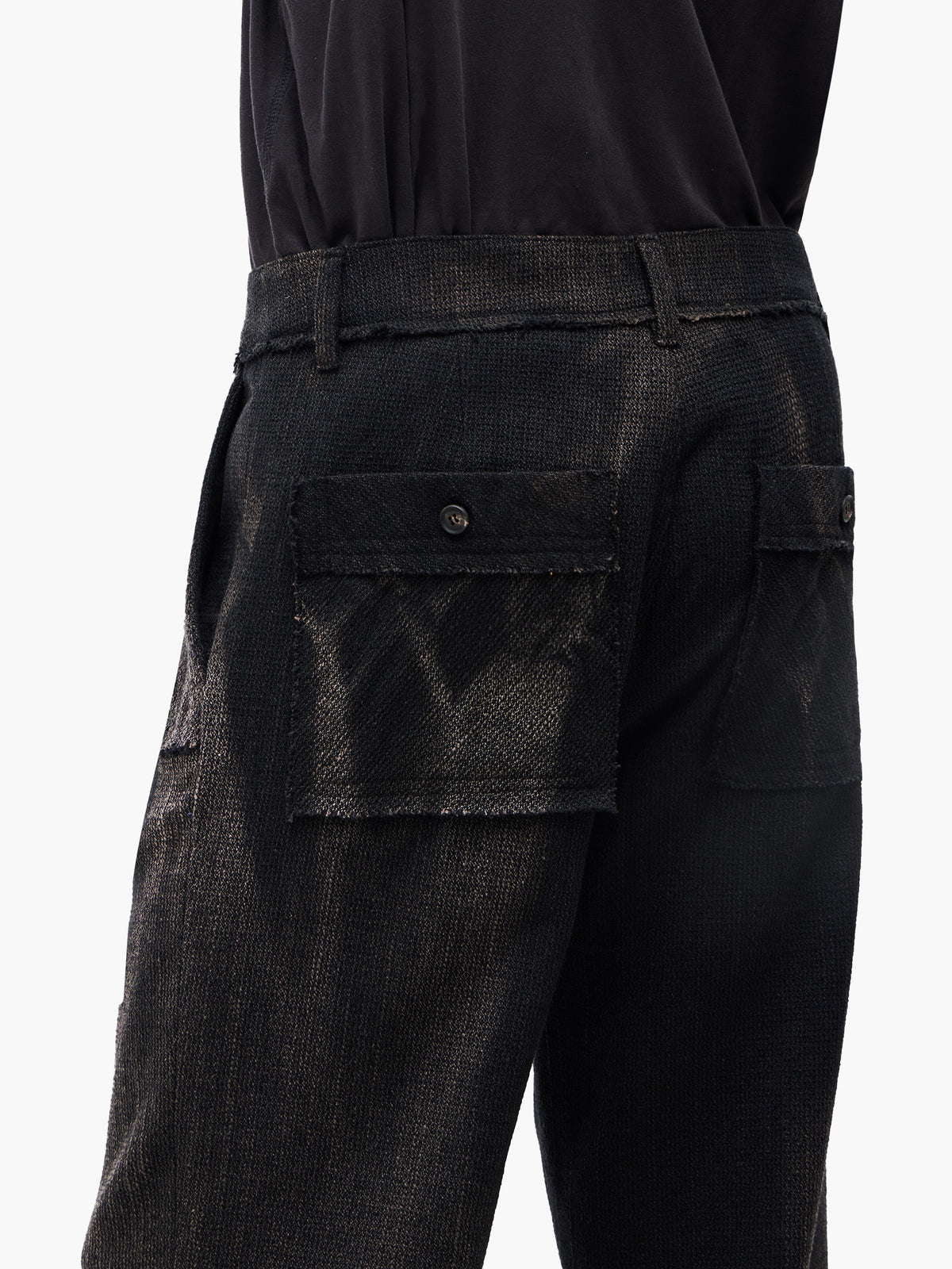Jiyong Kim - Sun-Bleached Raw-Edge Straight Trousers (Black) product image 7 | TRAB K-Fashion Australia