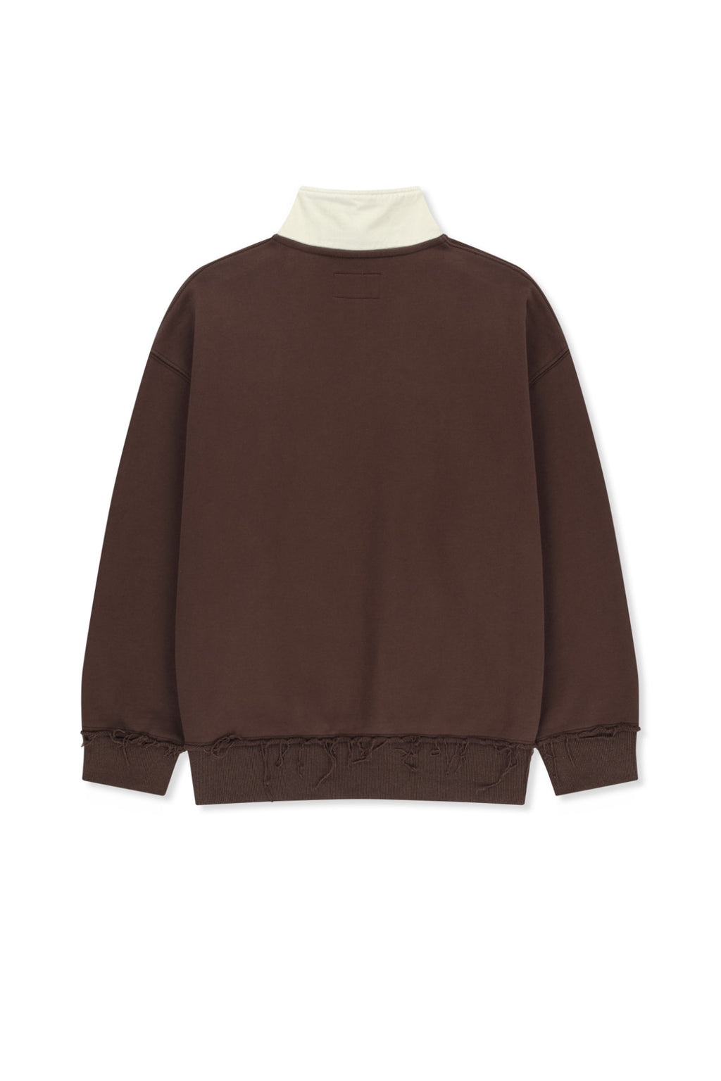 Matin Kim - Applique Logo Collar Quarter Zip Up (Brown) product image 2 | TRAB K-Fashion Australia