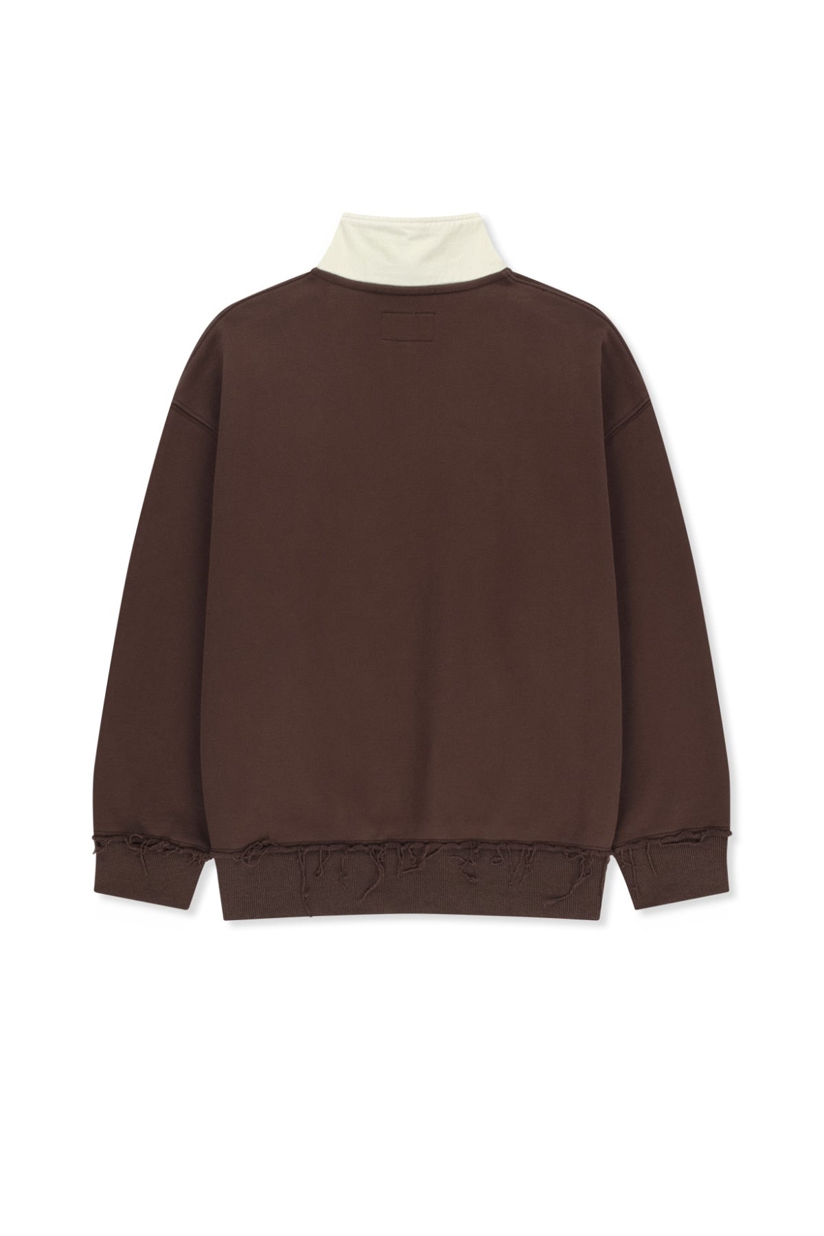 Matin Kim - Applique Logo Collar Quarter Zip Up (Brown) product image 2 | TRAB K-Fashion Australia