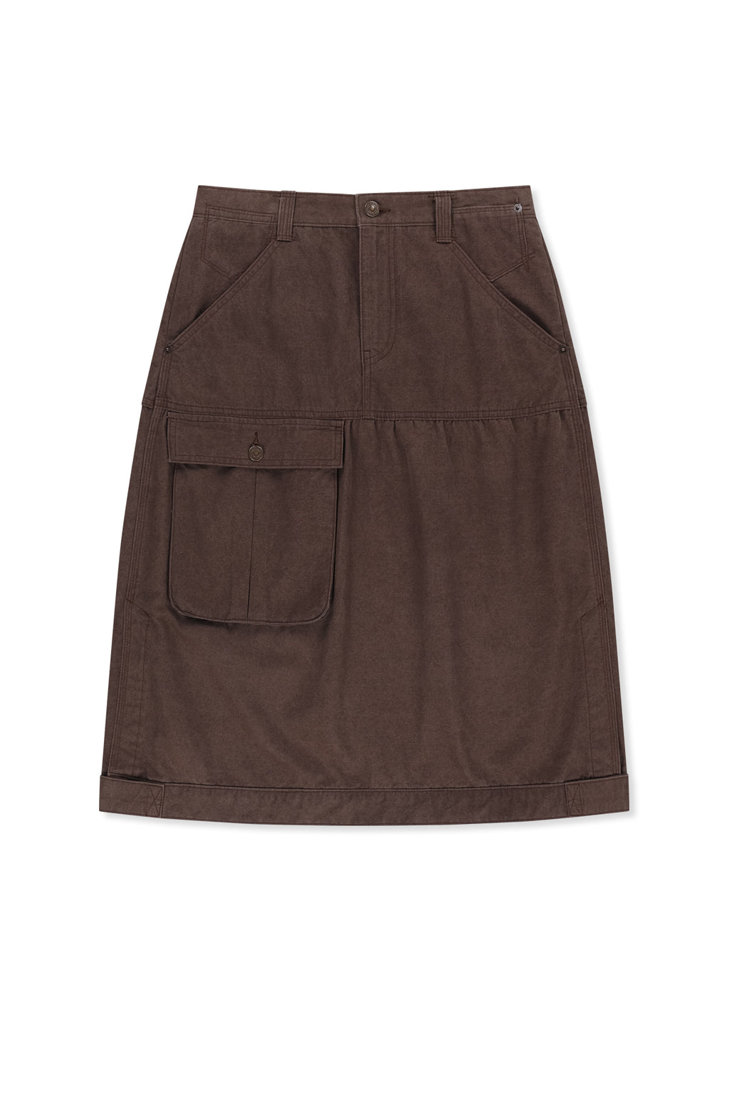 Matin Kim - Vintage Pocket Midi Skirt (Brown) product image 1 | TRAB K-Fashion Australia