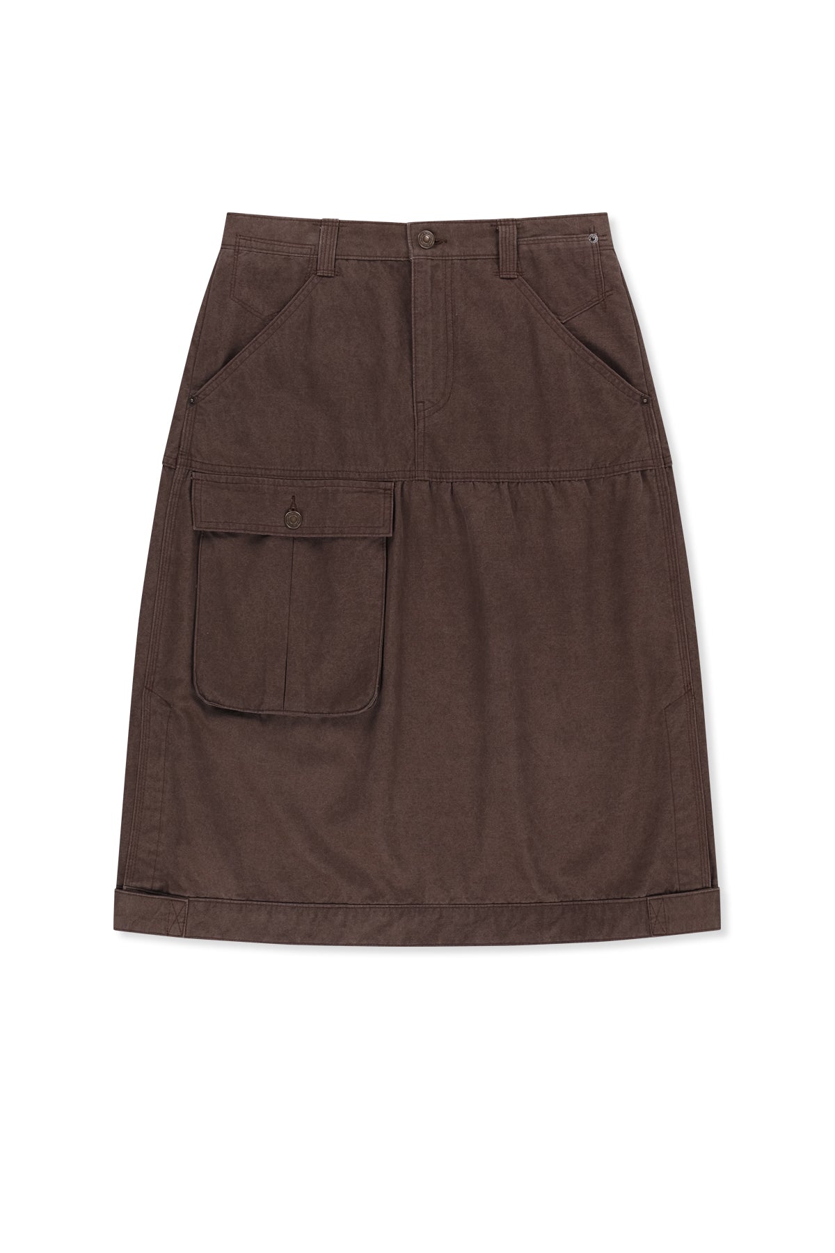 Matin Kim - Vintage Pocket Midi Skirt (Brown) product image 1 | TRAB K-Fashion Australia