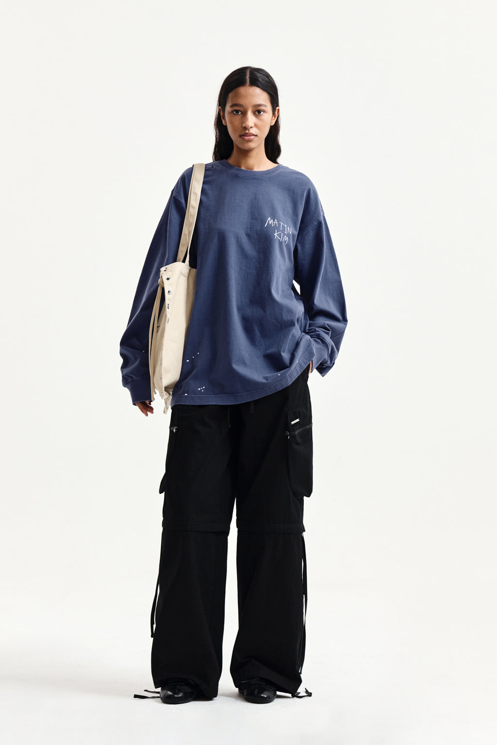 Matin Kim - Vintage Washed Logo Top (Smoke Blue) product image 8 | TRAB K-Fashion Australia