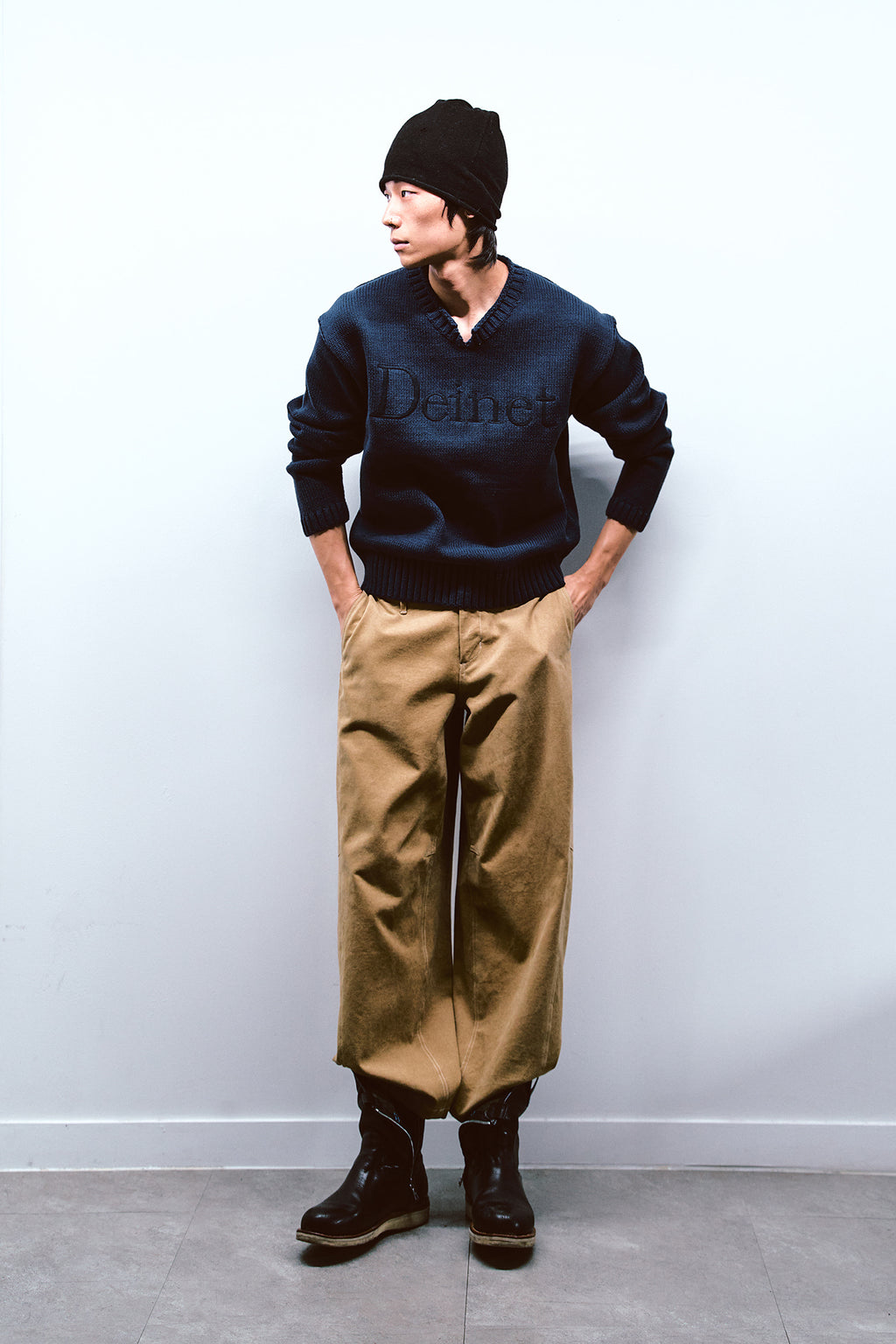 Deinet - Peach Cotton Curved Pants (Beige) product image 4 | TRAB K-Fashion Australia