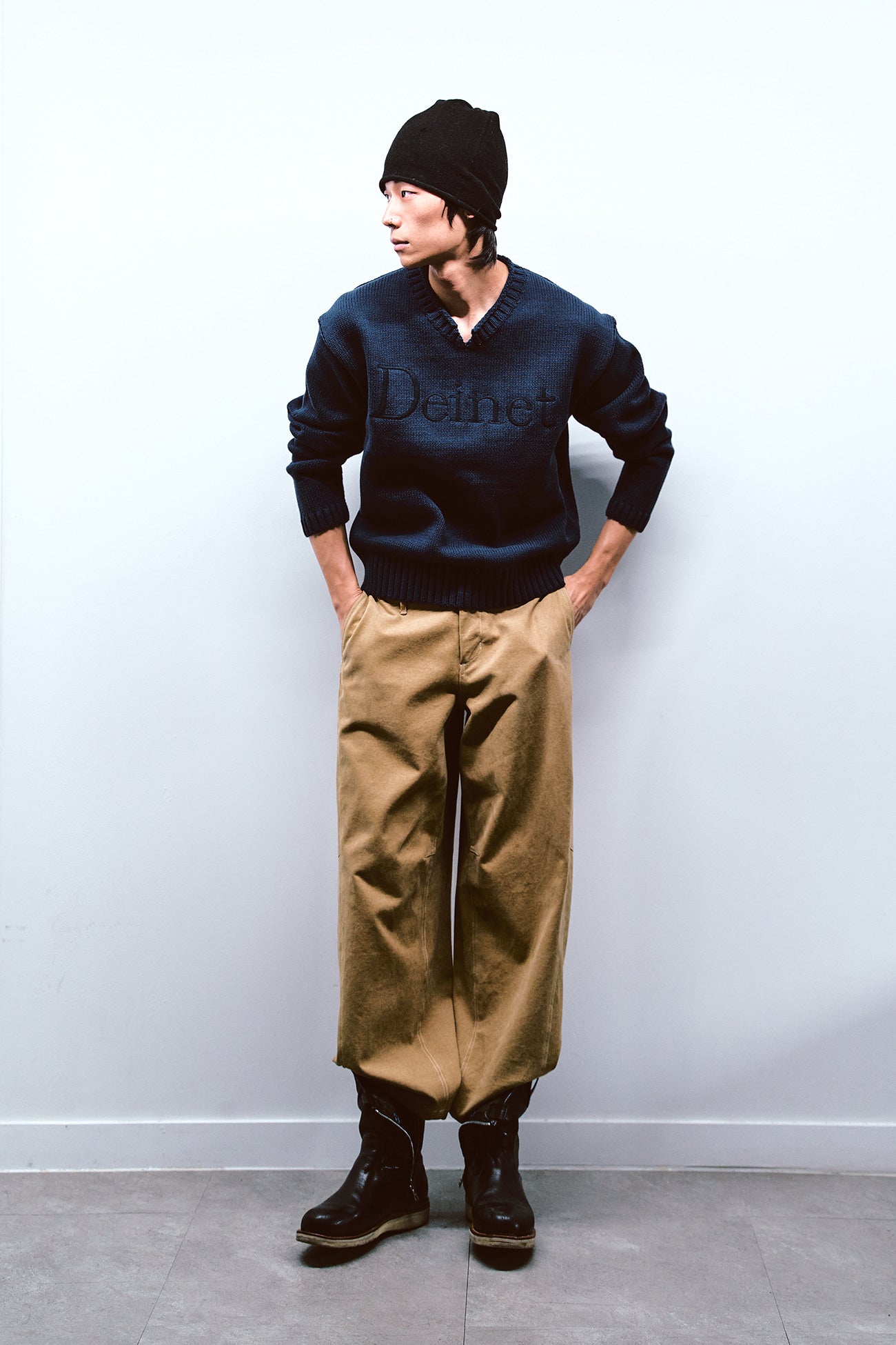 Deinet - Peach Cotton Curved Pants (Beige) product image 4 | TRAB K-Fashion Australia