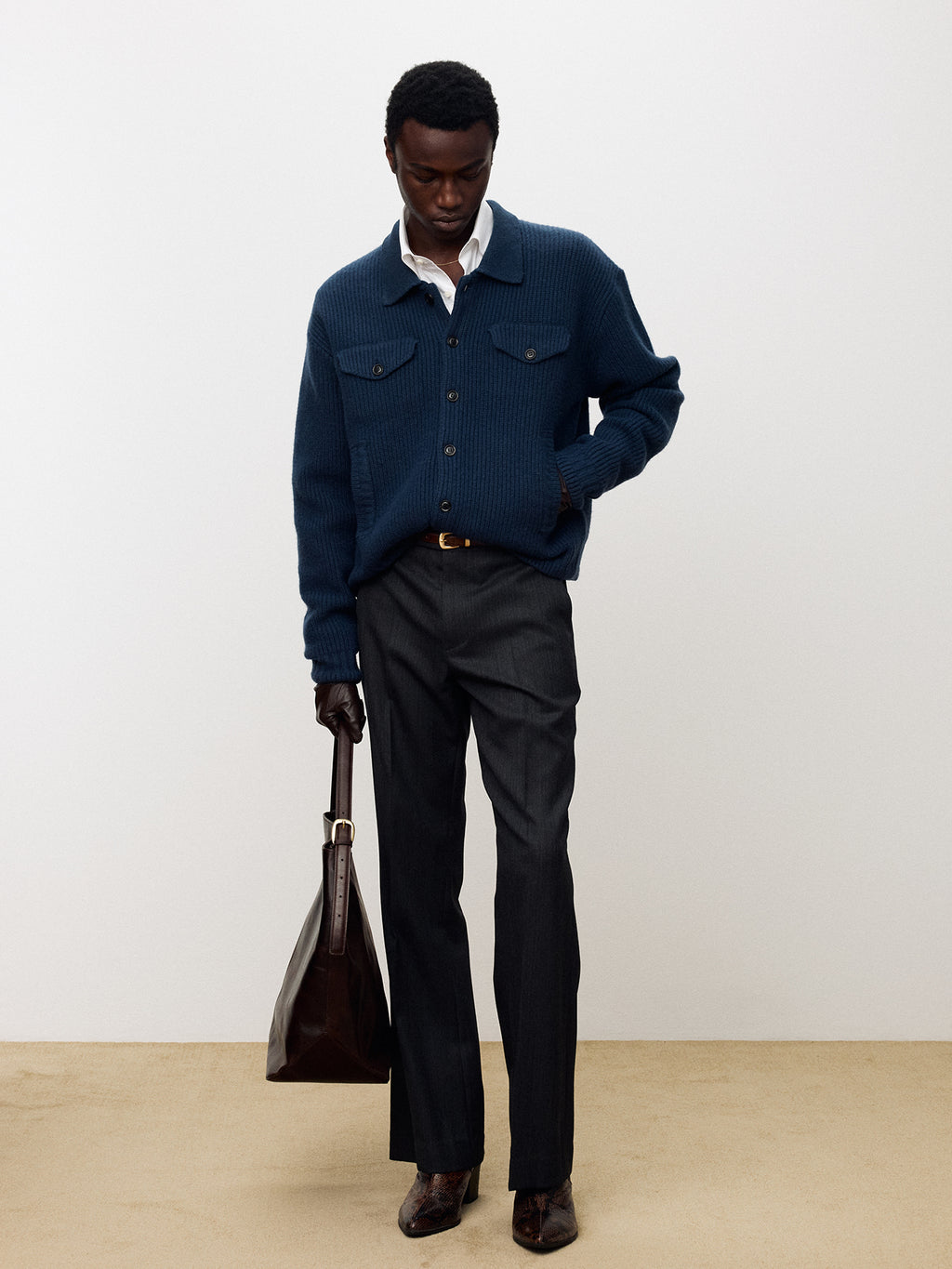 Tonywack - Virgin Wool Stripe Flared Trouser (Grey/Black) product image 8 | TRAB K-Fashion Australia