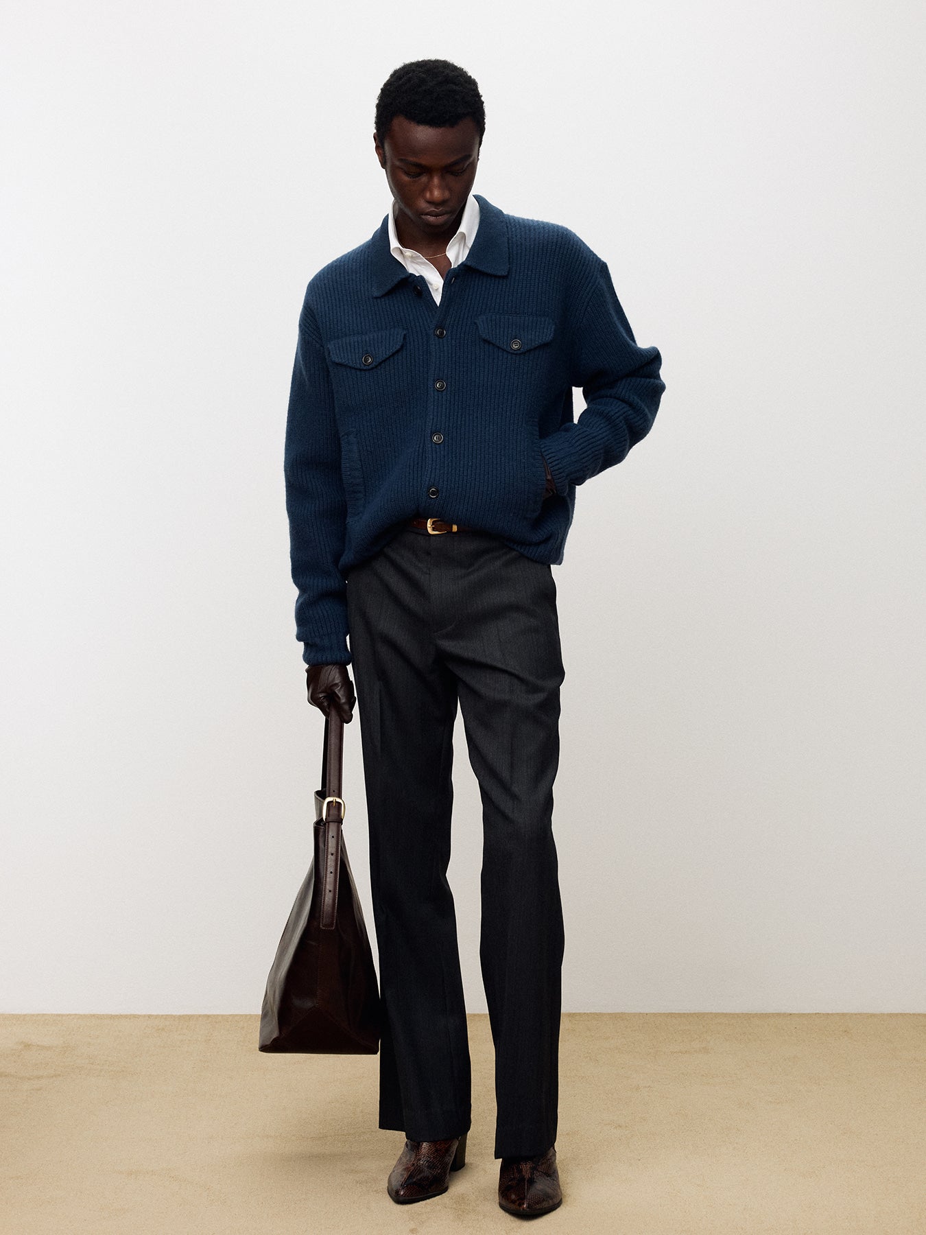 Tonywack - Virgin Wool Stripe Flared Trouser (Grey/Black) product image 8 | TRAB K-Fashion Australia