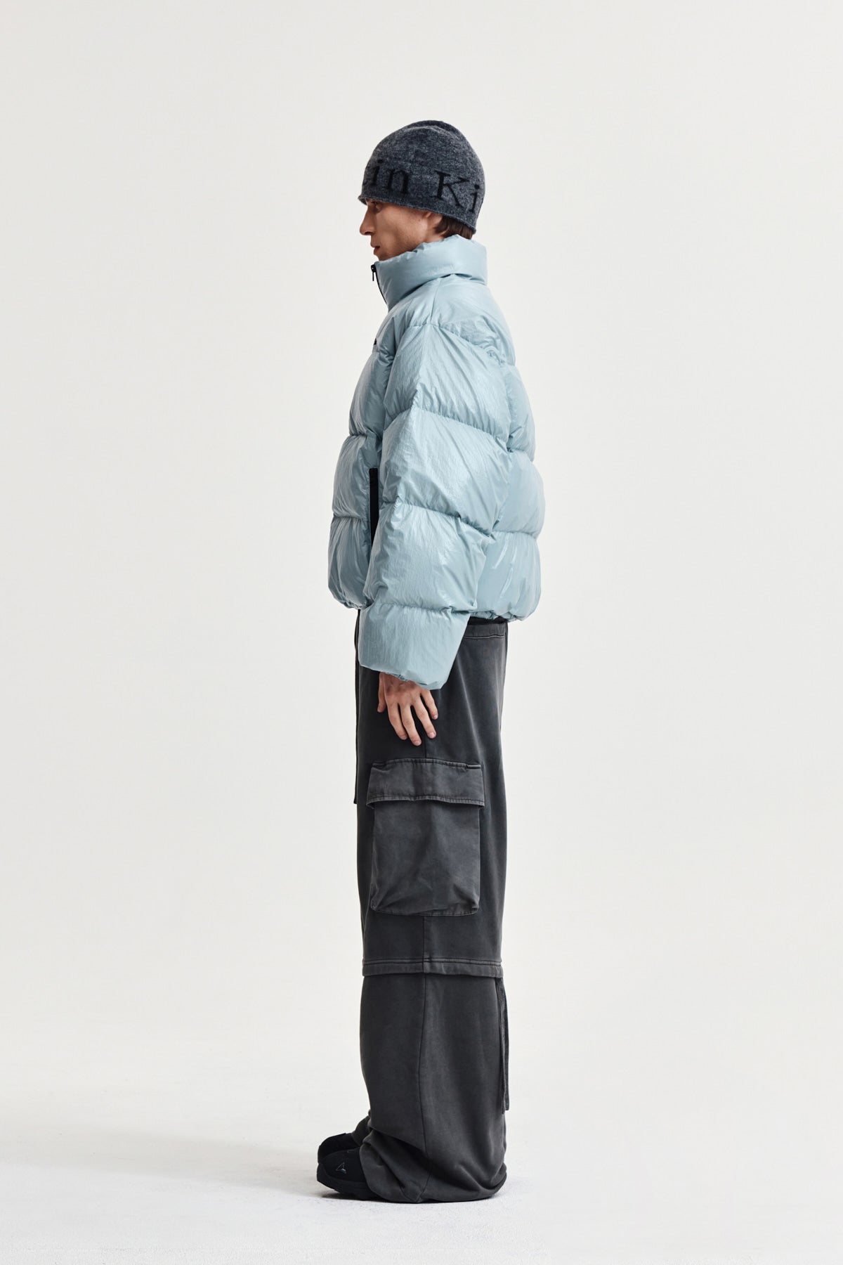 Matin Kim - Small Logo Volume Down Jumper (Light Grey) product image 6 | TRAB K-Fashion Australia