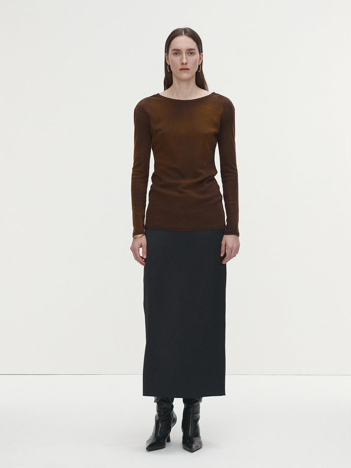 Tonywack - Faded-Effect Cotton Fitted T-Shirt (Brown) product image 3 | TRAB K-Fashion Australia