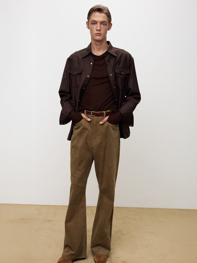 Tonywack - Italian Corduroy Loose Flared Pants (Beige Khaki) product image 7 | TRAB K-Fashion Australia