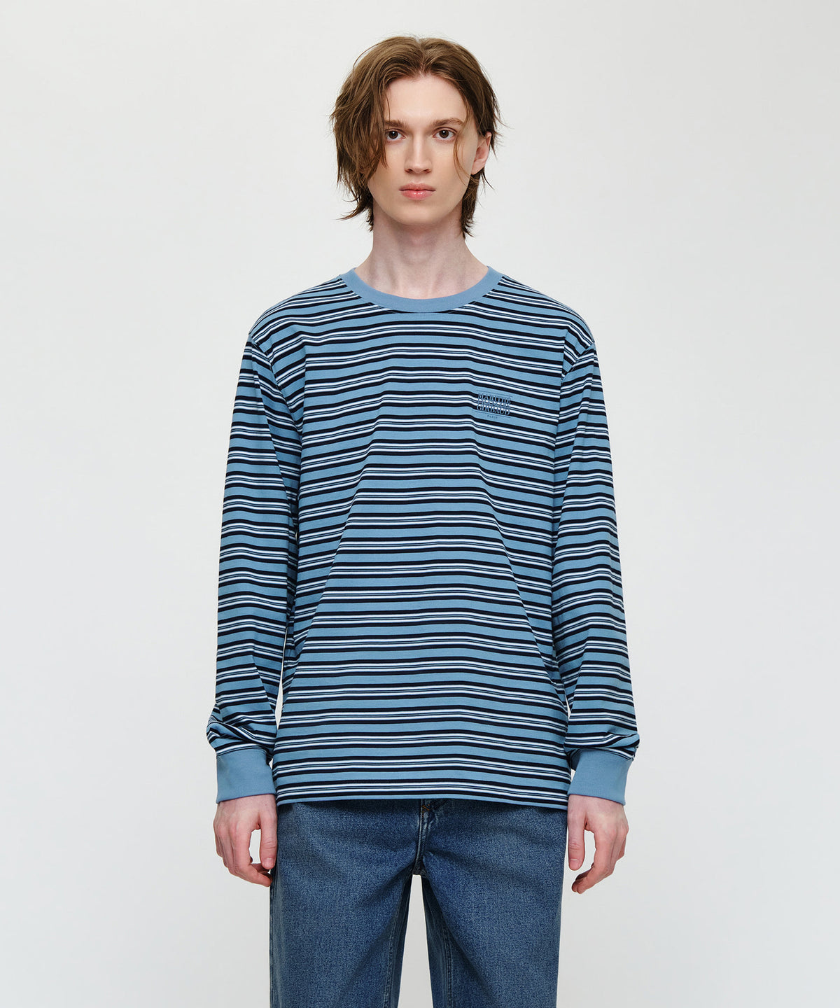 Marithe & Francois Girbaud - Small Classic Logo Long Sleeve Tee (Stripe) product image 1 | TRAB K-Fashion Australia