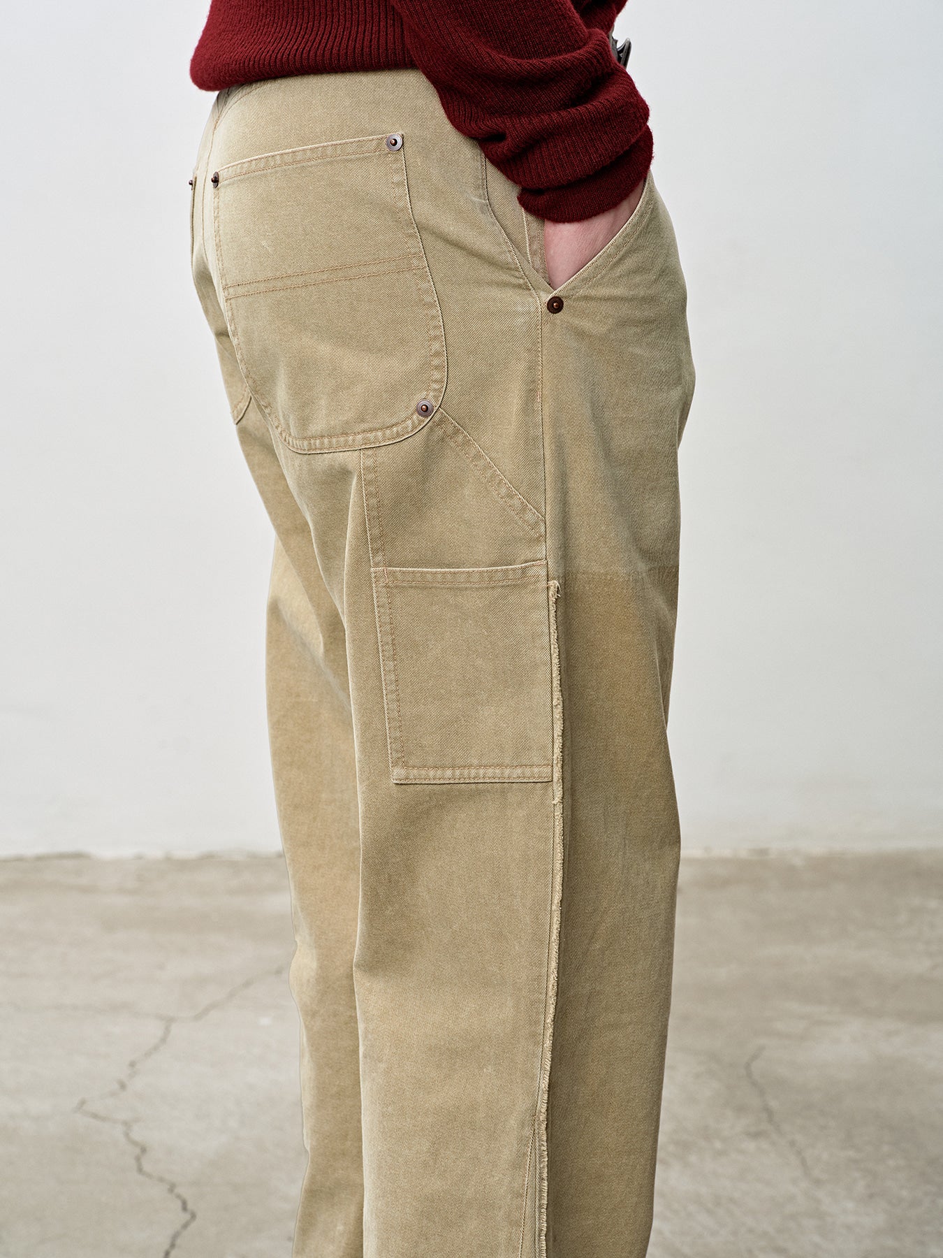 Tonywack - Vintage Effect Flared Carpenter Pants (Faded Beige) product image 12 | TRAB K-Fashion Australia