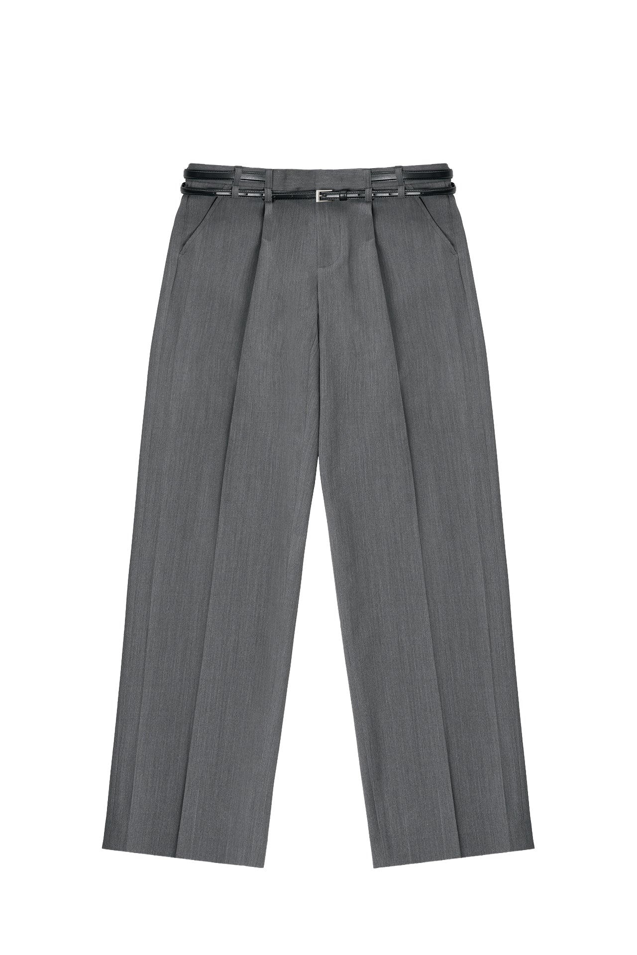 STU - Crease Double Belt Slacks (Mid Grey) product image 16 | TRAB K-Fashion Australia