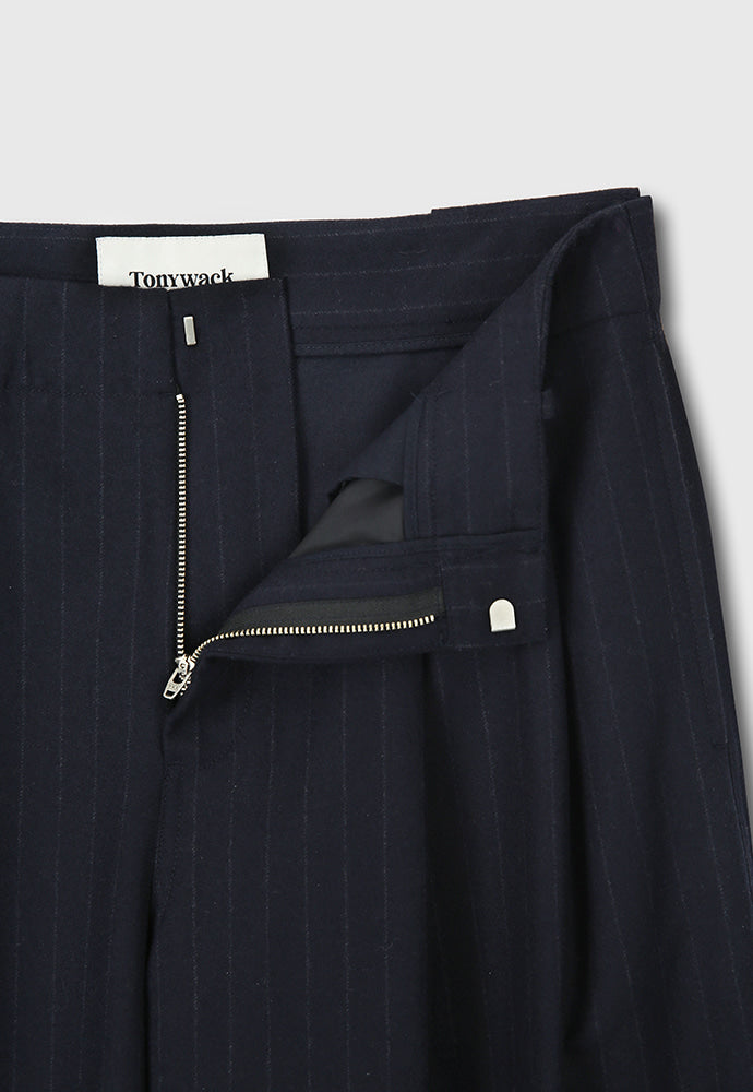 Tonywack - Virgin Wool Double-Pleats Wide Trousers (Navy Pinstripe) product image 10 | TRAB K-Fashion Australia