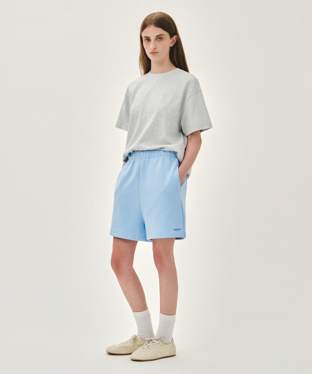 Marithe & Francois Girbaud - Regular Logo Sweat Shorts (Ice Blue) product image 4 | TRAB K-Fashion Australia