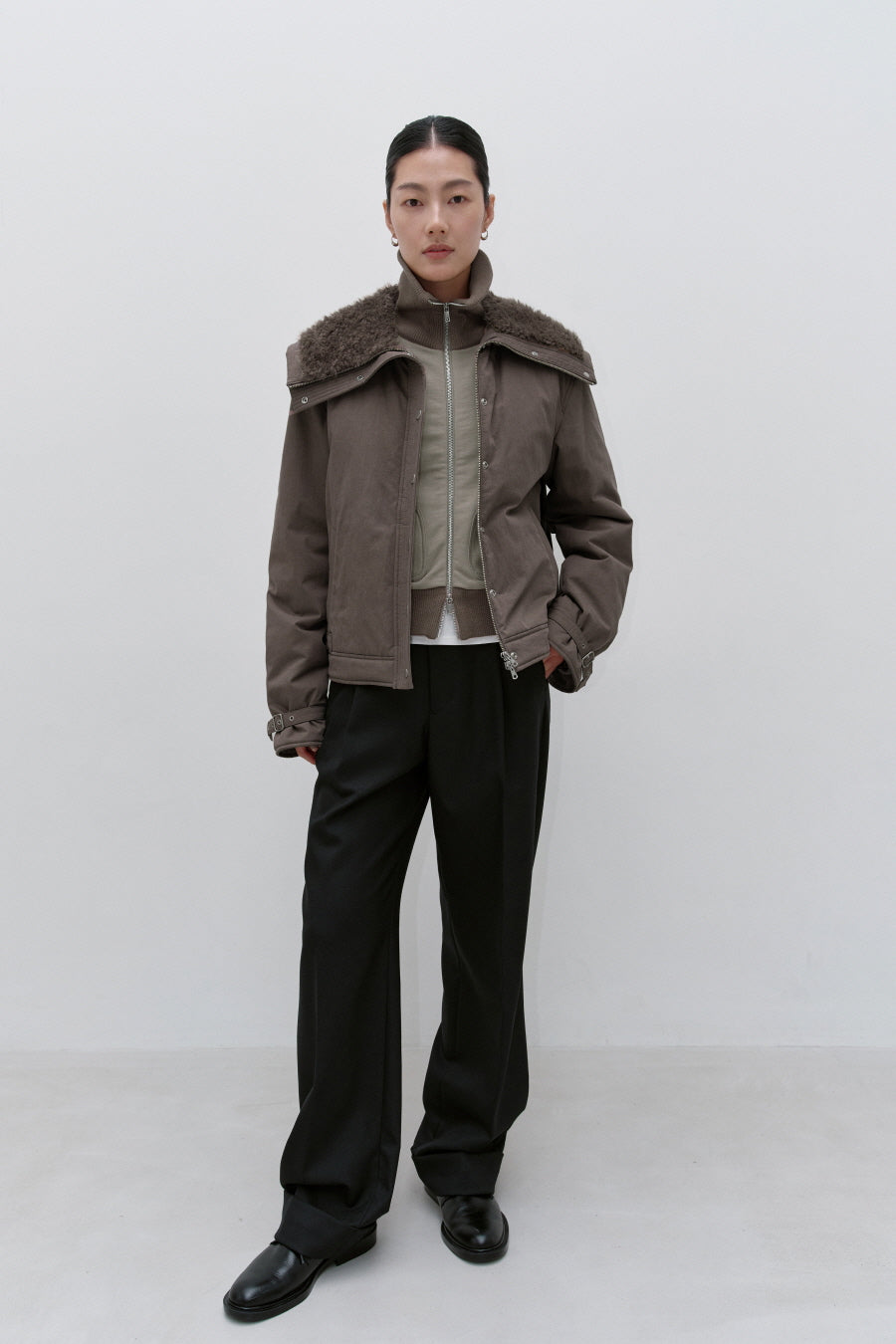 Insilence - Spread Fur Collar Jumper (Brown) product image 3 | TRAB K-Fashion Australia