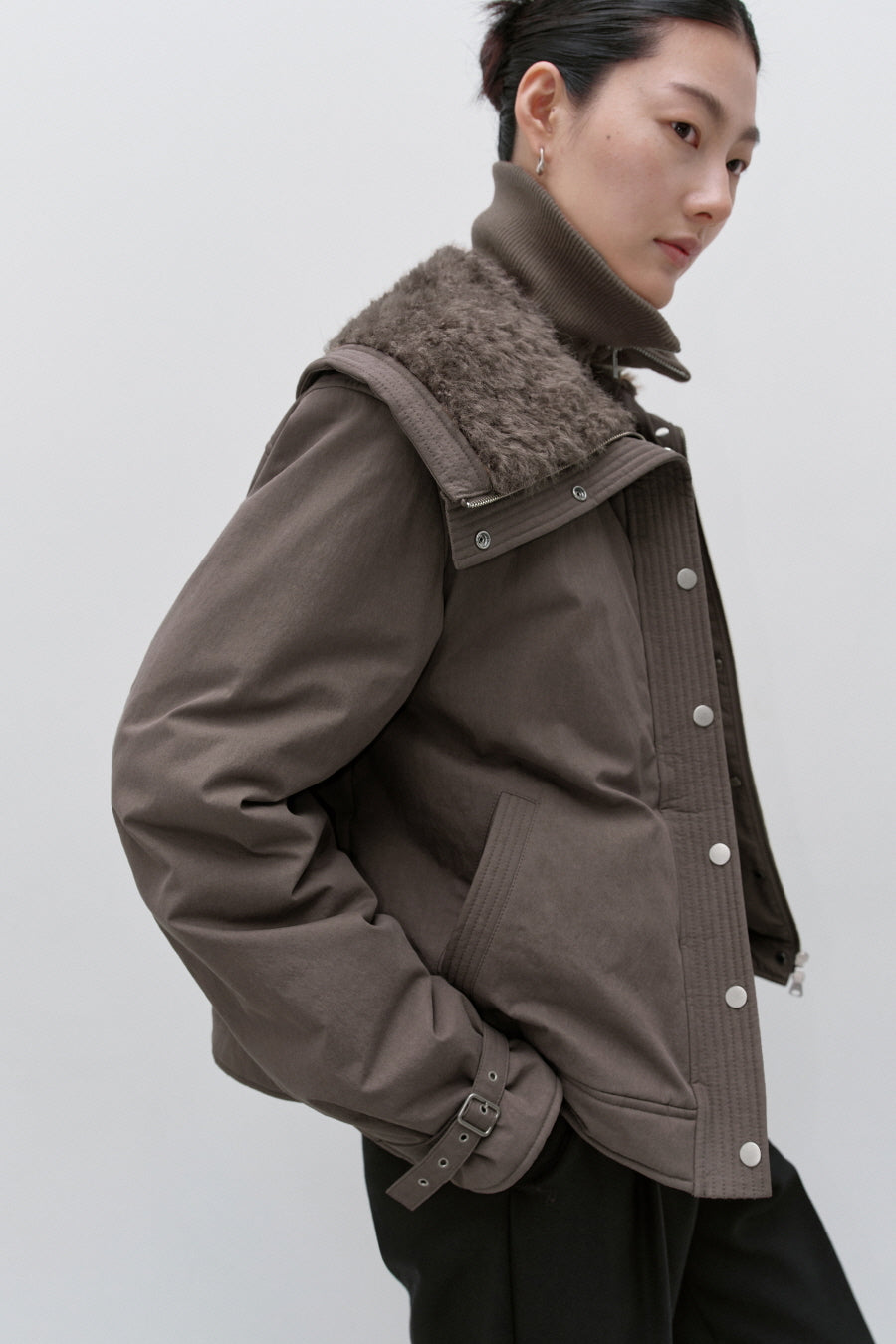 Insilence - Spread Fur Collar Jumper (Brown) product image 2 | TRAB K-Fashion Australia