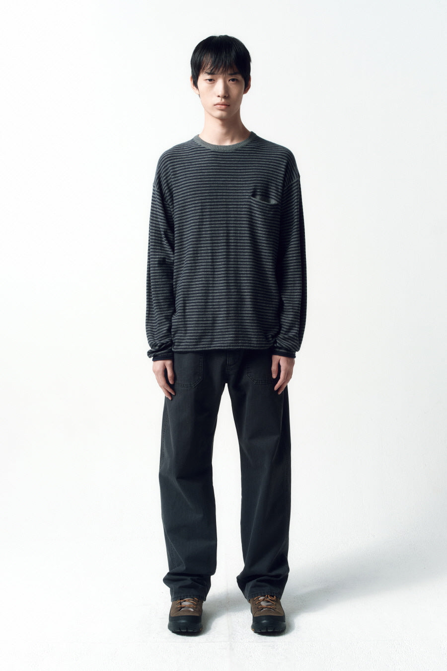 Insilence - Cotton Cashmere Striped Pullover (Navy) product image 1 | TRAB K-Fashion Australia