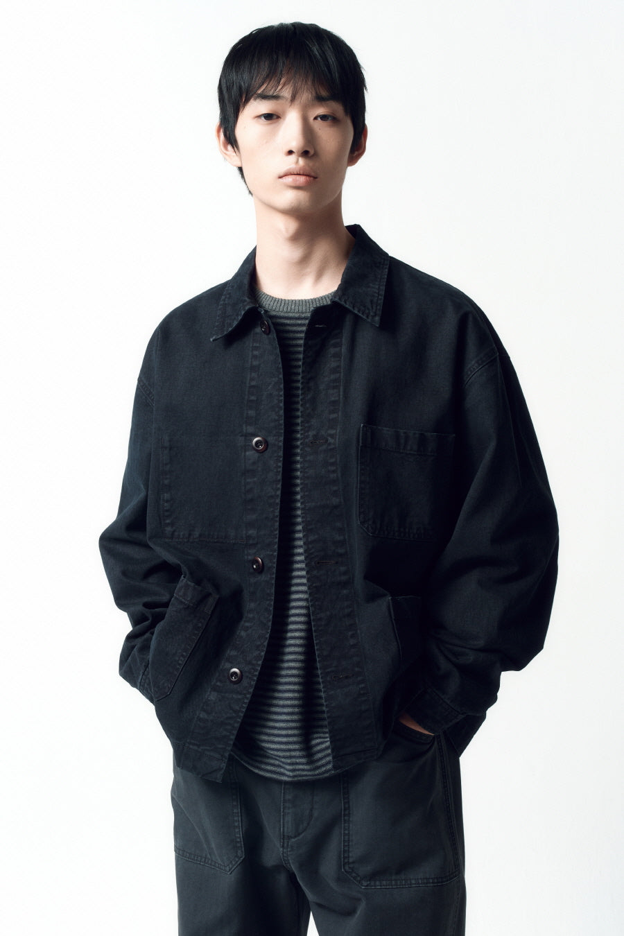 Insilence - French Work Jacket (Faded Black) product image 2 | TRAB K-Fashion Australia