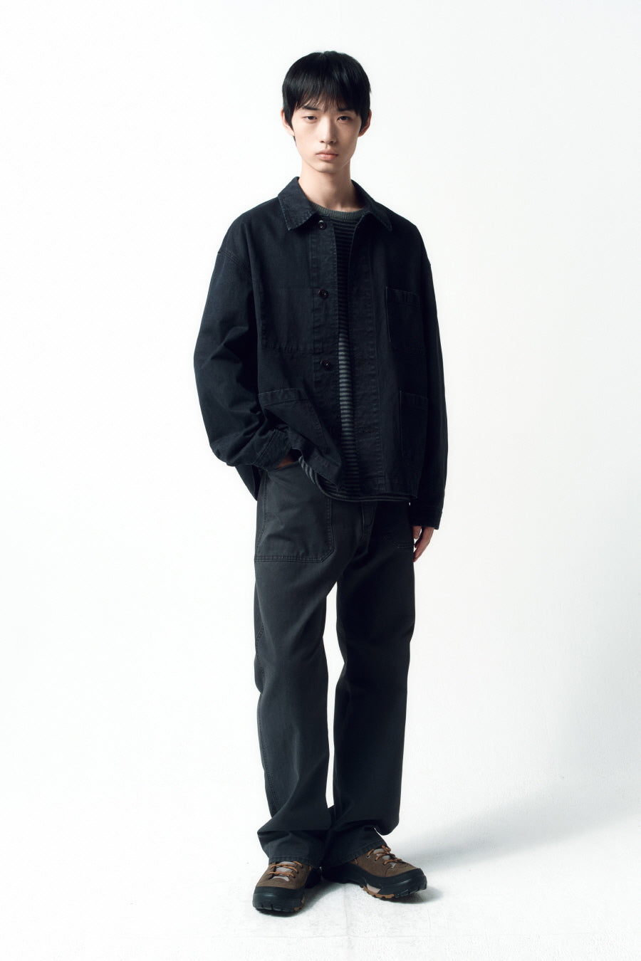 Insilence - French Work Jacket (Faded Black) product image 3 | TRAB K-Fashion Australia