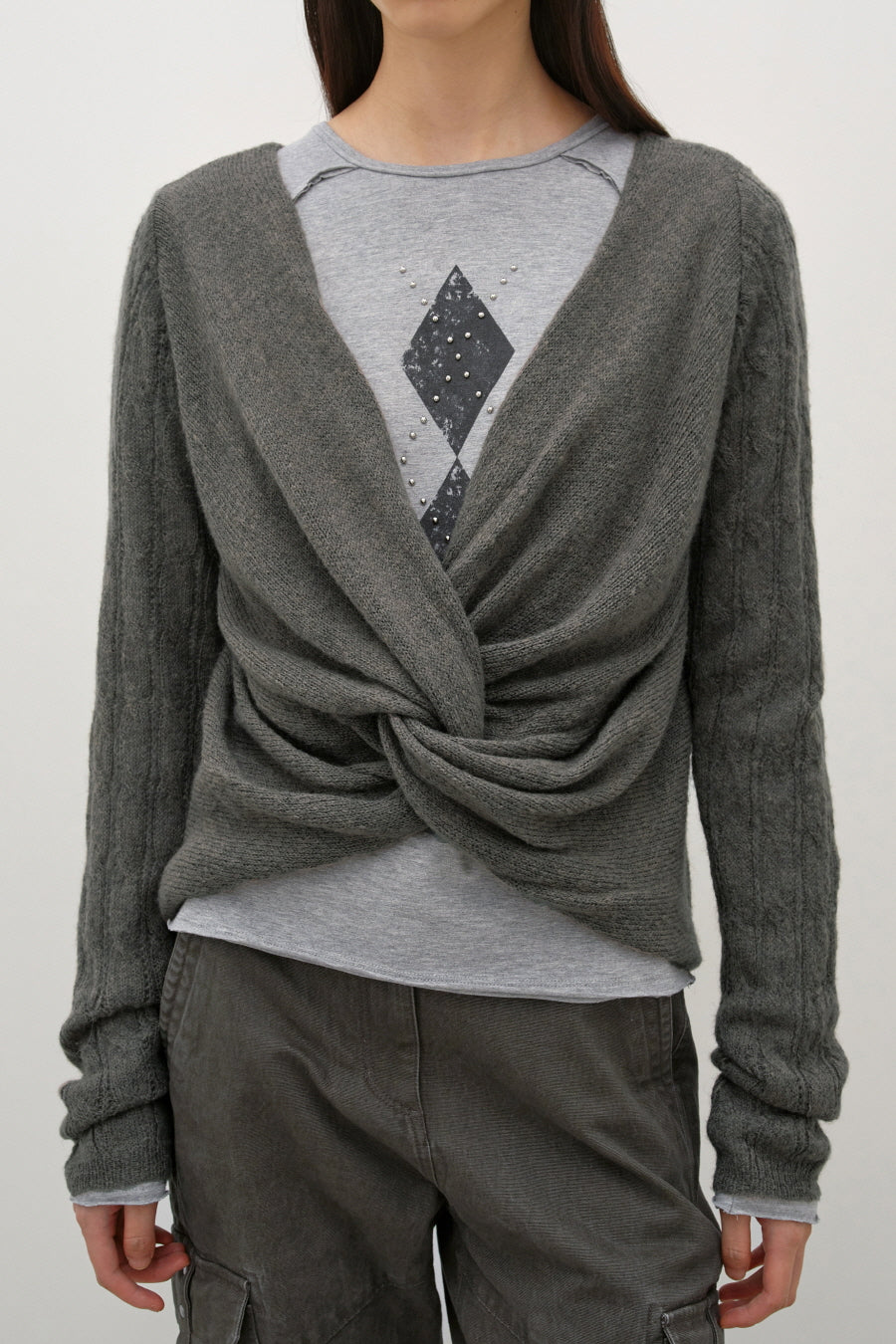 Insilence - Twist Two-Way Pullover (Ash Khaki) product image 2 | TRAB K-Fashion Australia