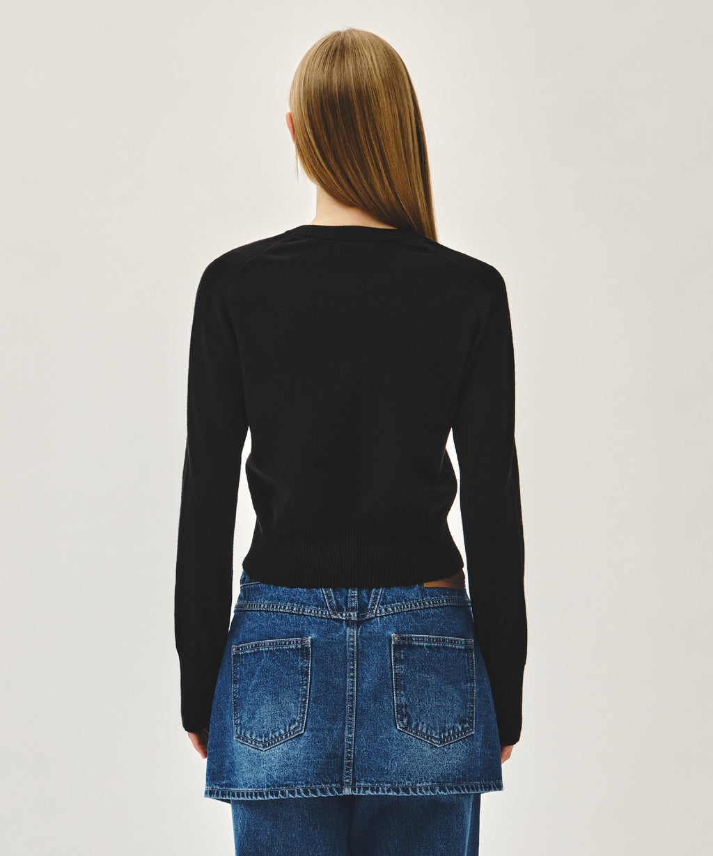 Marithe & Francois Girbaud - Small Classic Logo Crop Knit Pullover (Black) product image 3 | TRAB K-Fashion Australia