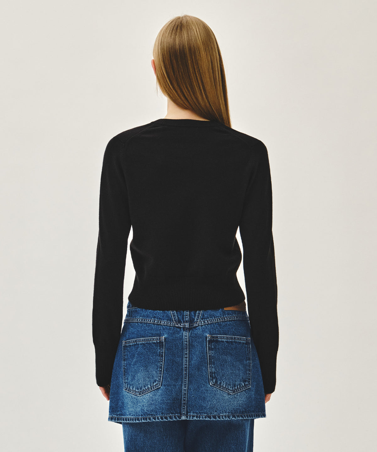 Marithe & Francois Girbaud - Small Classic Logo Crop Knit Pullover (Black) product image 3 | TRAB K-Fashion Australia