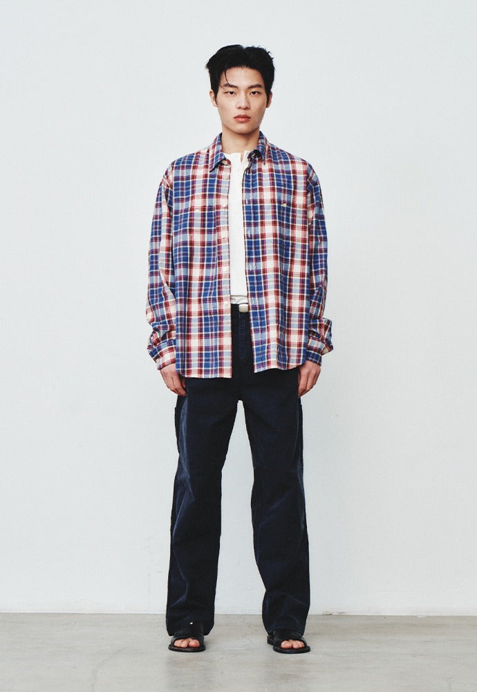 Art if acts - Two Pocket Check Shirt (Blue/Pink) product image 1 | TRAB K-Fashion Australia