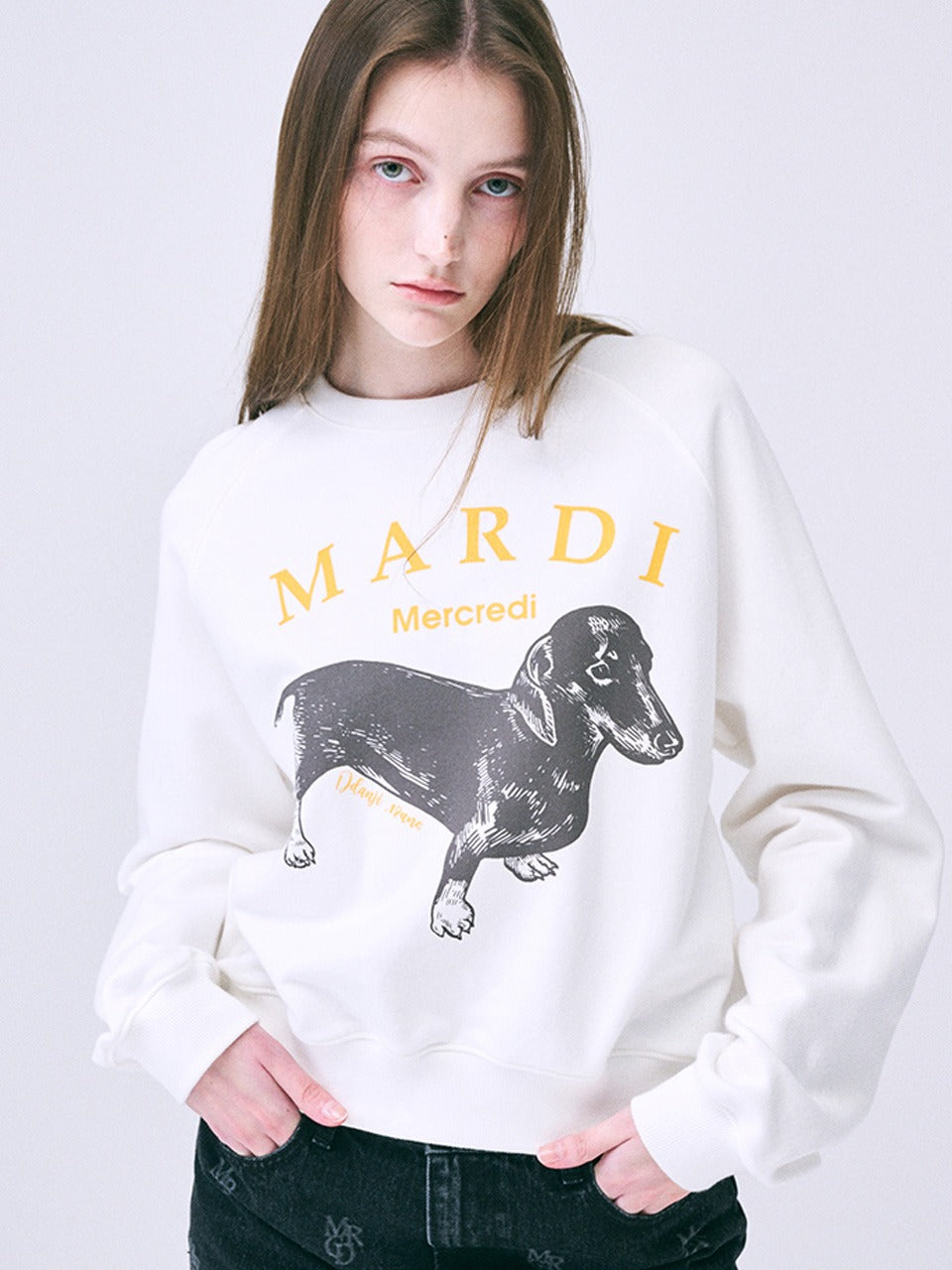 Mardi Mercredi - Sweatshirt Raglan Ddanji (White Tangerine) product image 1 | TRAB K-Fashion Australia