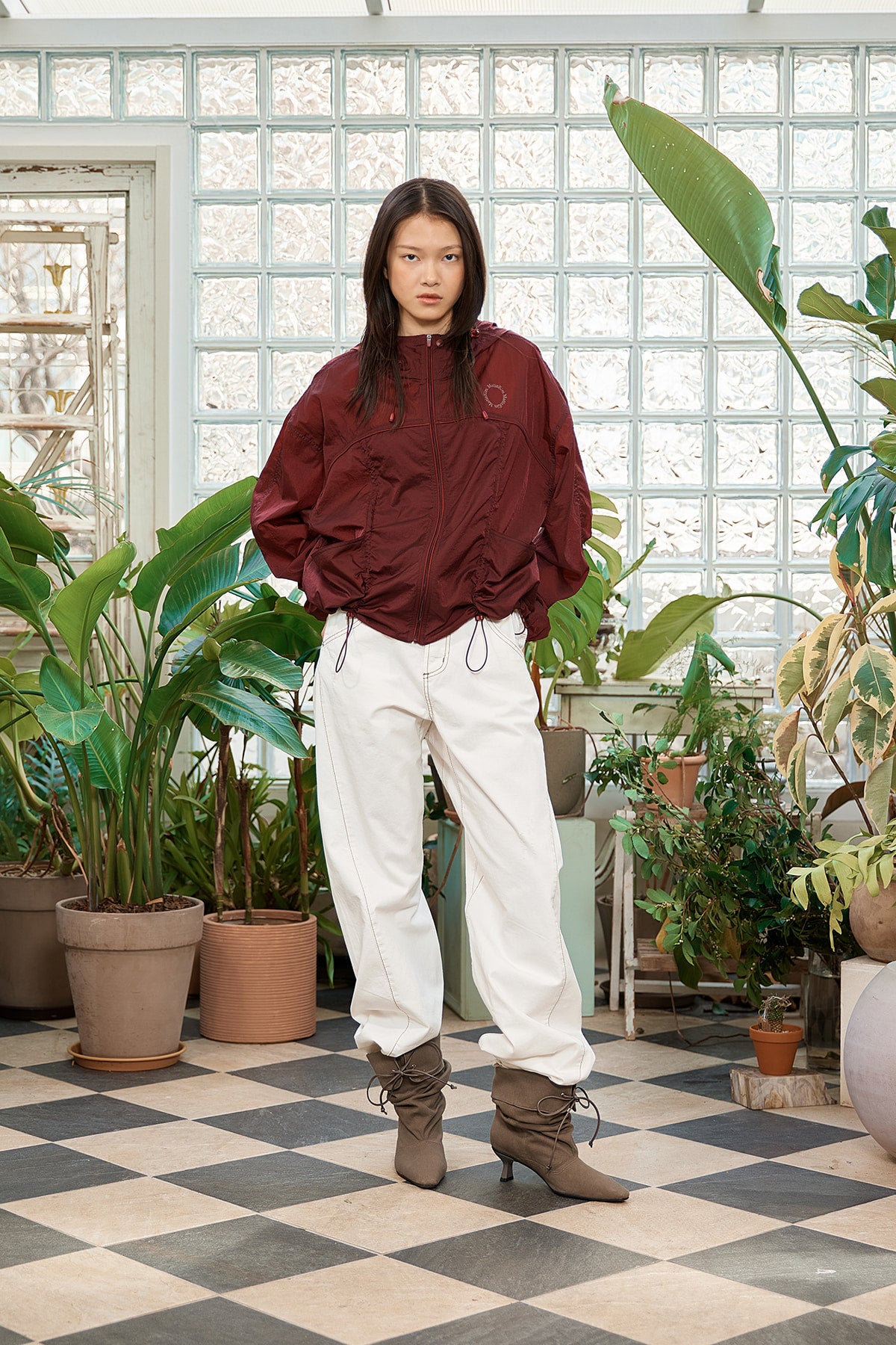 Matin Kim - Hoody Point Crop Light Windbreaker (Burgundy) product image 12 | TRAB K-Fashion Australia