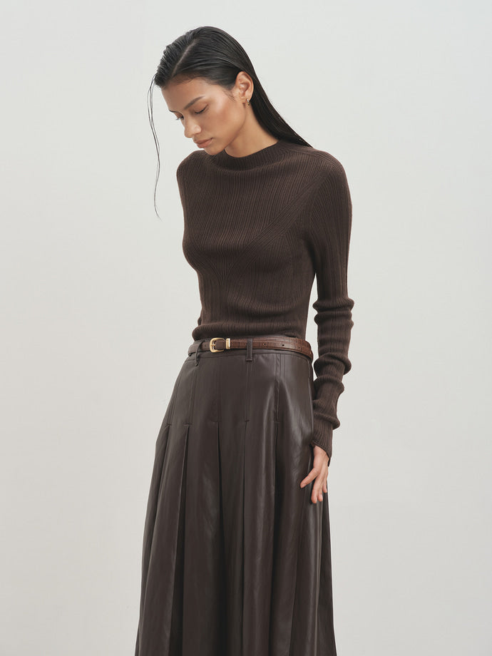 Tonywack - Wool Slim-Fit High-Neck Top (Brown) product image 4 | TRAB K-Fashion Australia